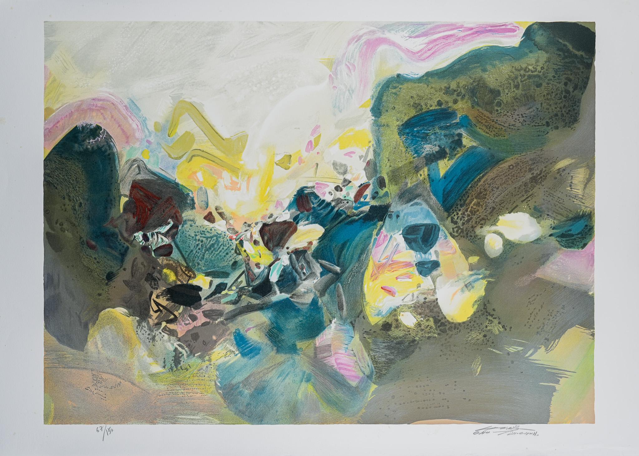 Teh-Chun Chu Abstract Print – Vibrierende Freiheit 67/150, Druckserie Nr. 4