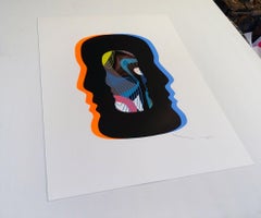 Tehos - Doppio pensiero V-001, tecnica mista su carta