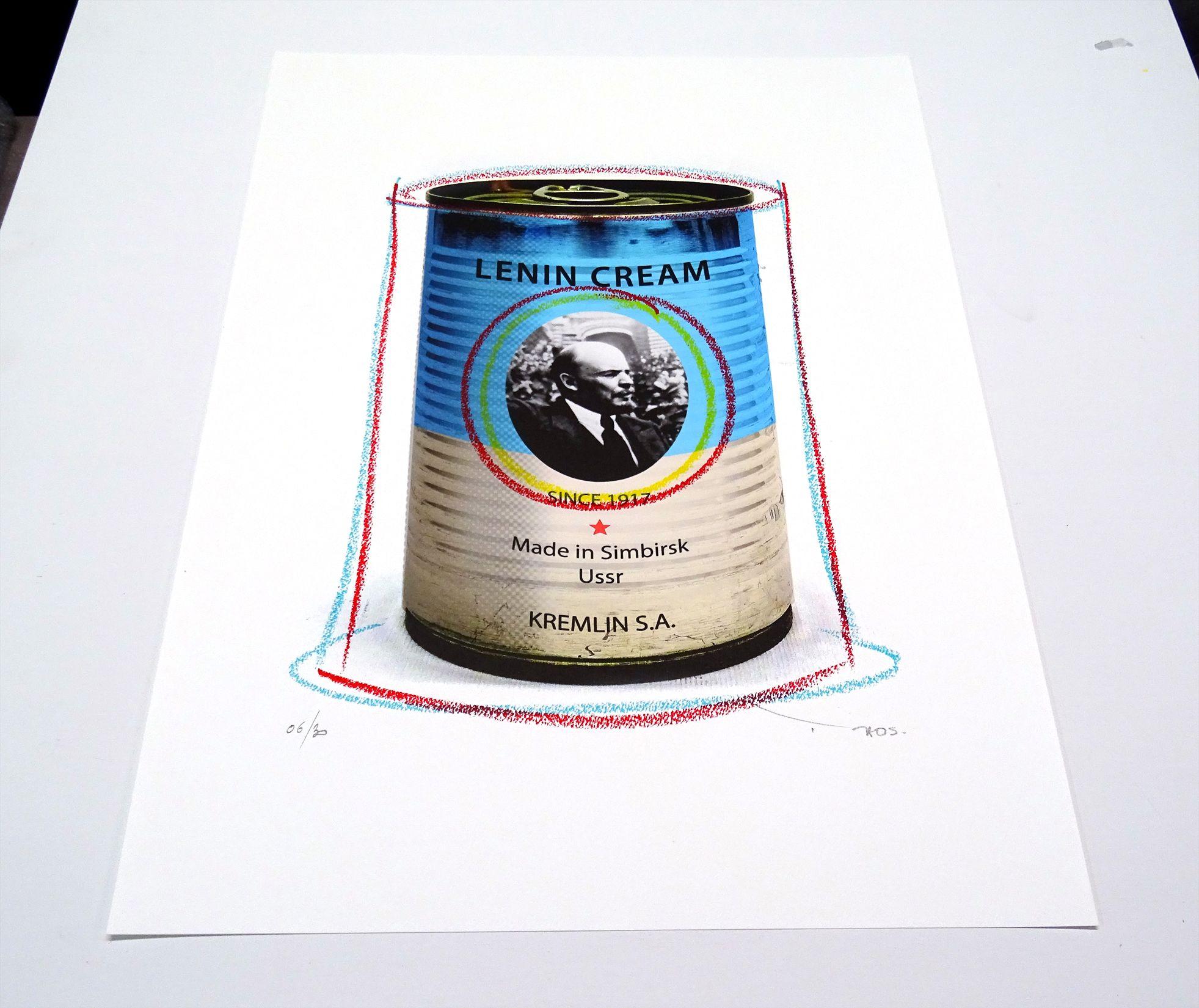 Tehos Lenin cream, Mixed Media on Paper - Pop Art Mixed Media Art by Tehos Frederic Camilleri