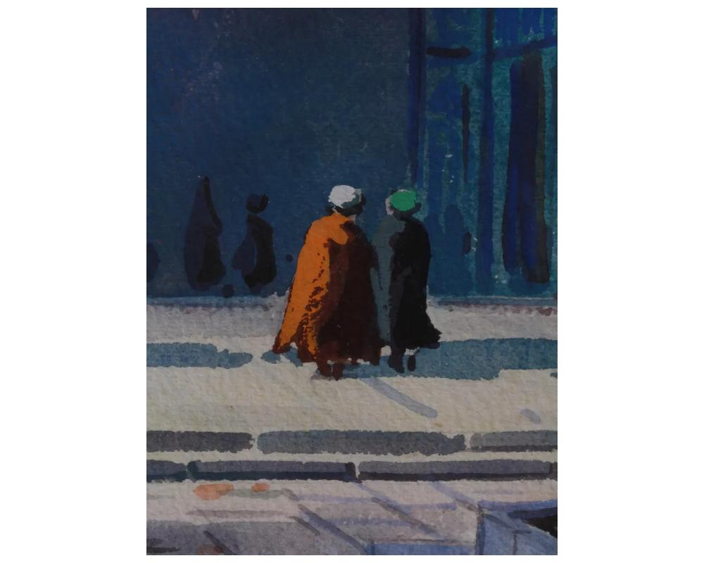Tehran Mosque Watercolor Painting by Hayrapetian In Good Condition For Sale In New York, NY