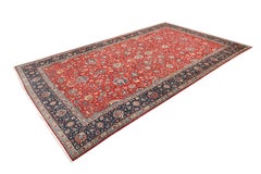 Tehran Rug, Hand Knotted, 21.8 × 13 ft – Rich Red, Navy and Ivory