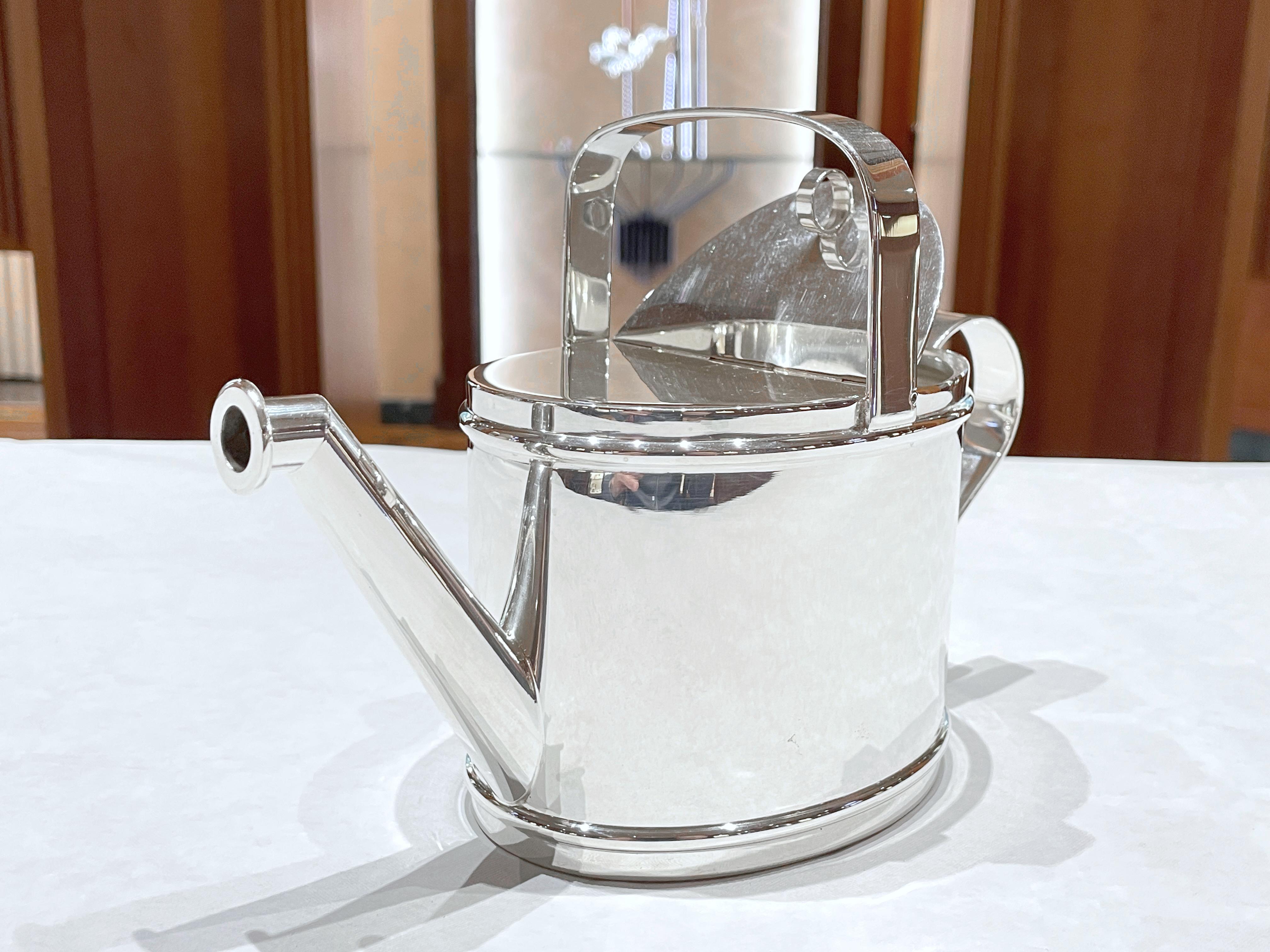 Silver watering can teapot 2