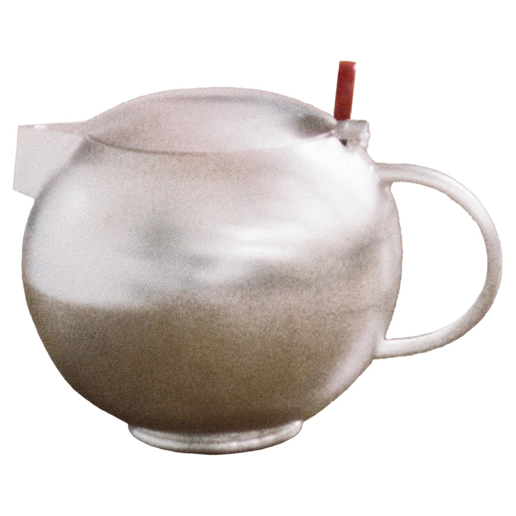 Contemporary Tea Pot Rose Quartz Silver Plated Colour Natural Stone Handle For Sale