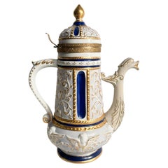 Teiera in Porcellana di Capodimonte, Bronzo e Oro Zecchino Fine 1800