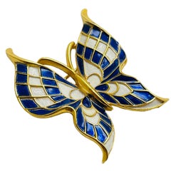 TEIFARI corona firmada esmalte dorado broche mariposa de diseño