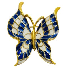 TEIFARI crown signed gold enamel butterfly designer brooch