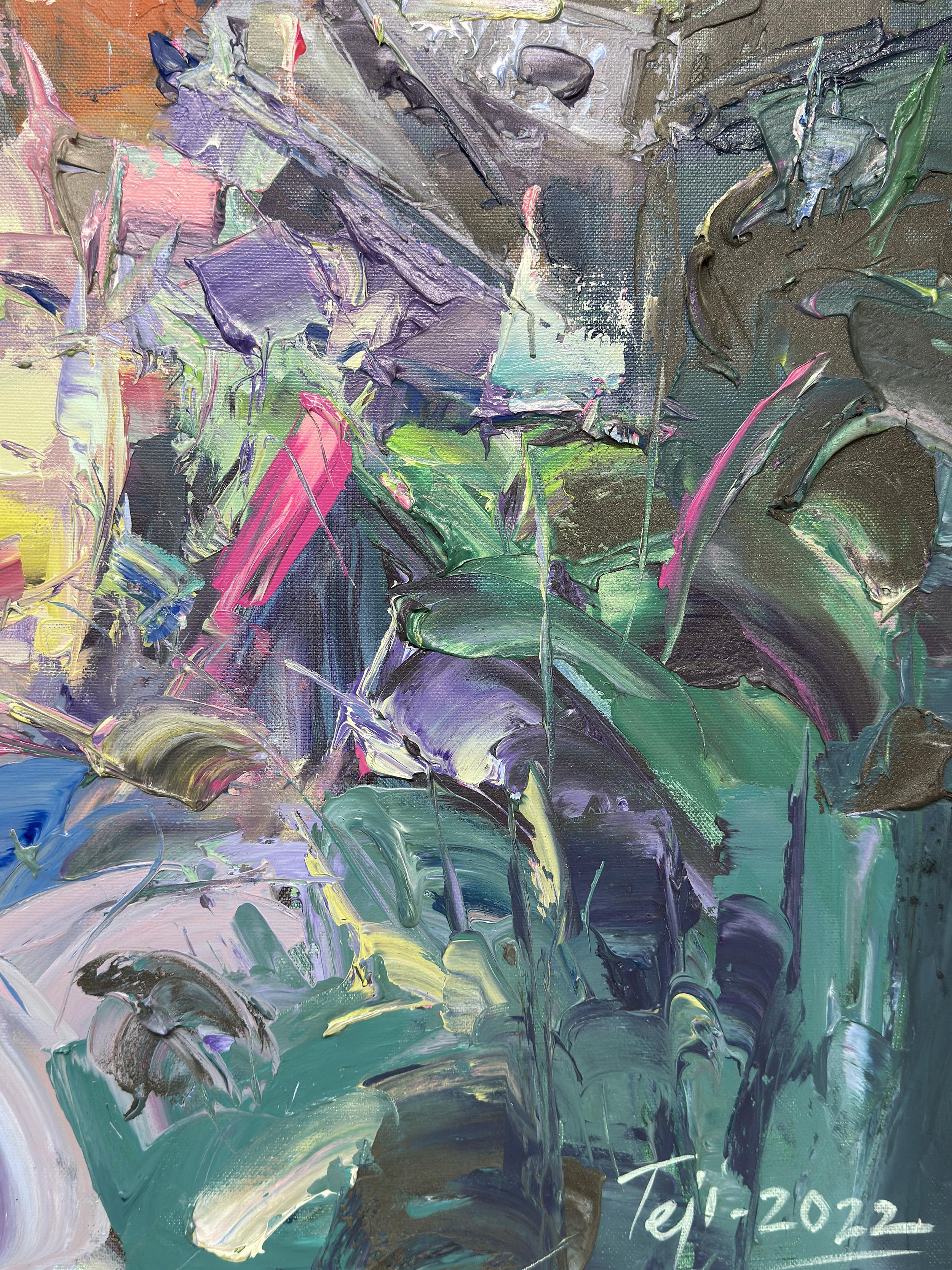 Eternal Enigma by Tejinder Kanda - Contemporary Impasto Painting For Sale 12