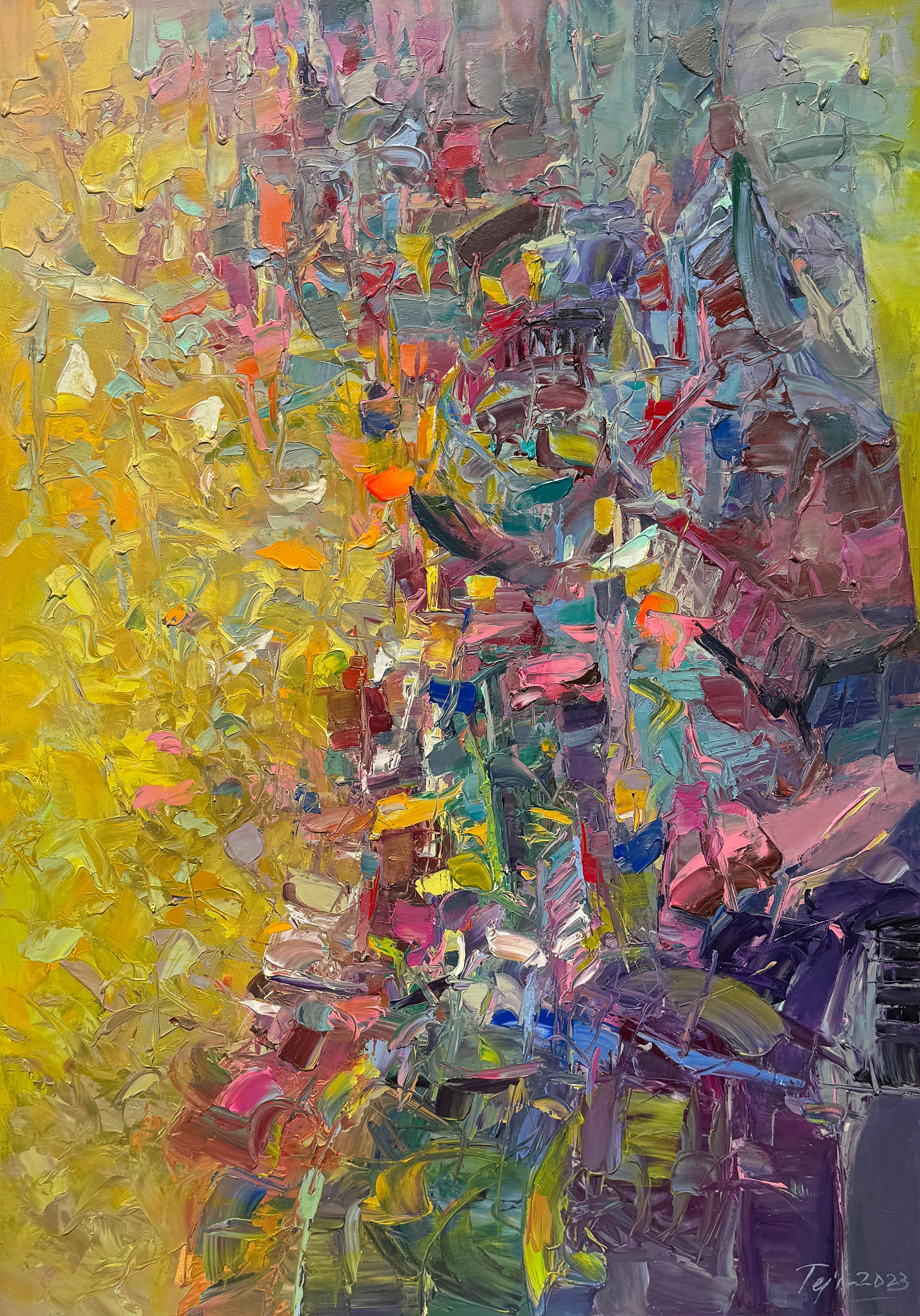 Overlapped by Tejinder Kanda - Contemporary Impasto Painting For Sale 2