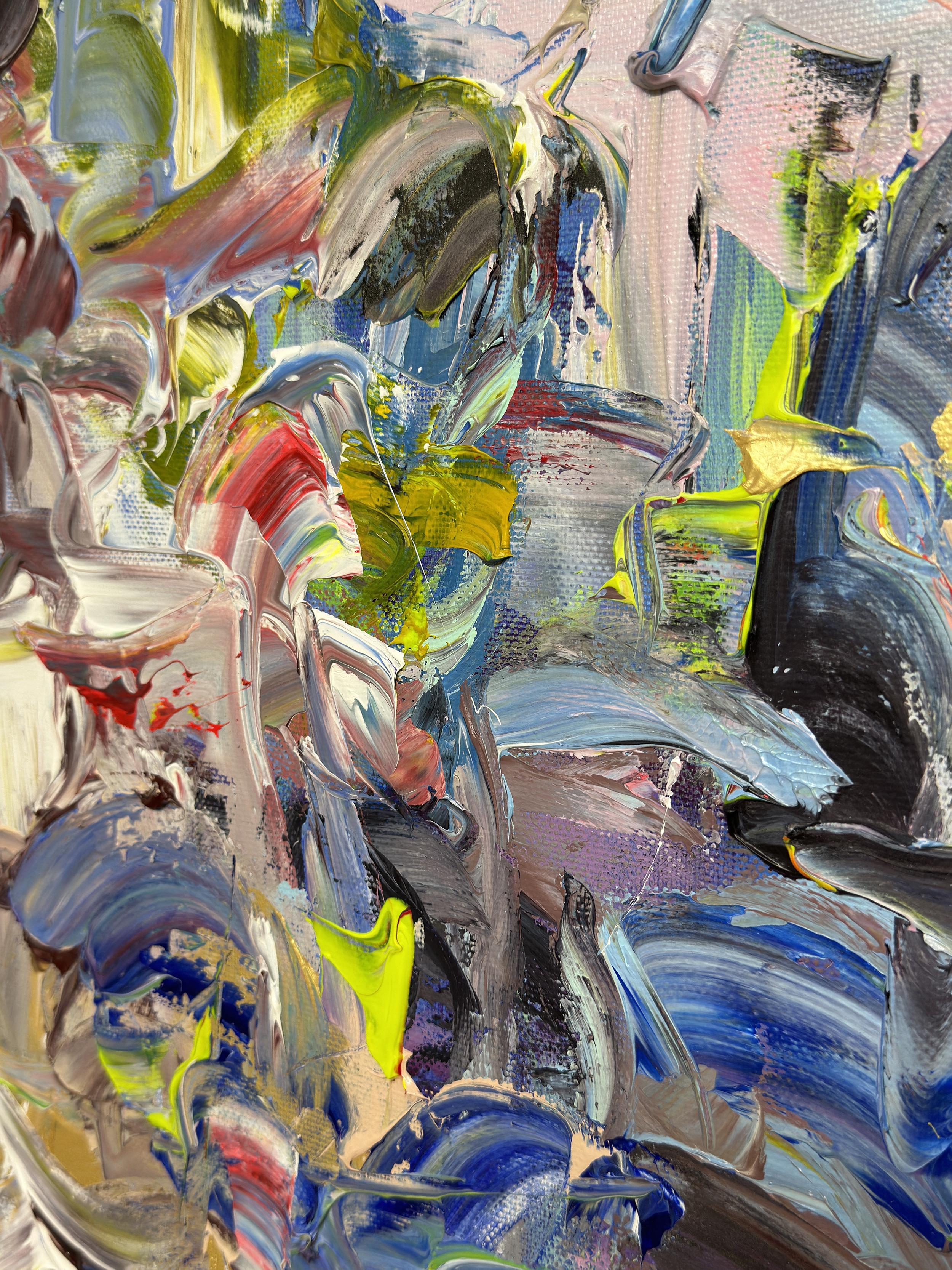 The Mirror's Tale by Tejinder Kanda - Contemporary Impasto Painting For Sale 6