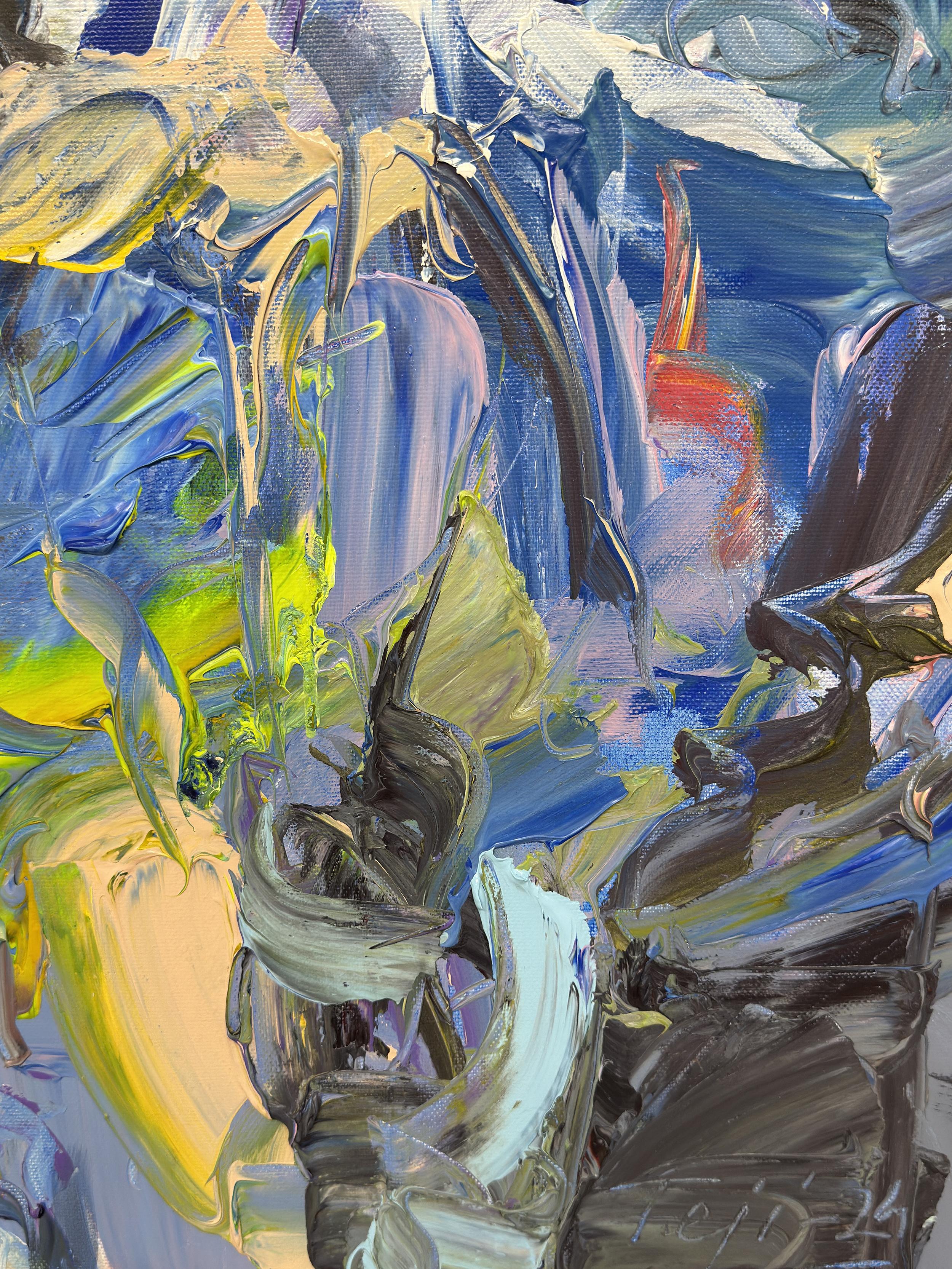 The Mirror's Tale by Tejinder Kanda - Contemporary Impasto Painting For Sale 8