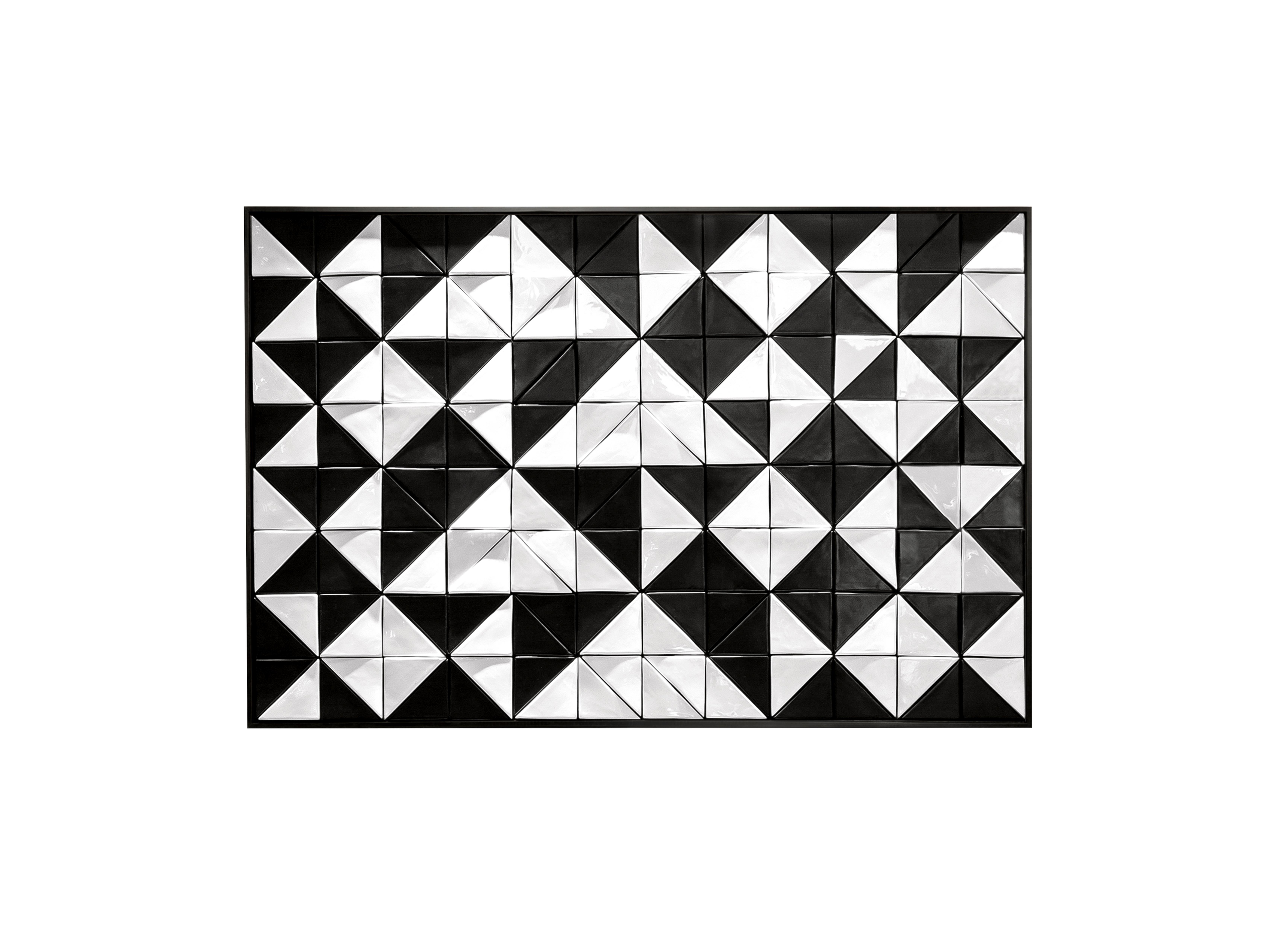 Modern Tejo Black and White Handmade Decorative Tile Panel For Sale