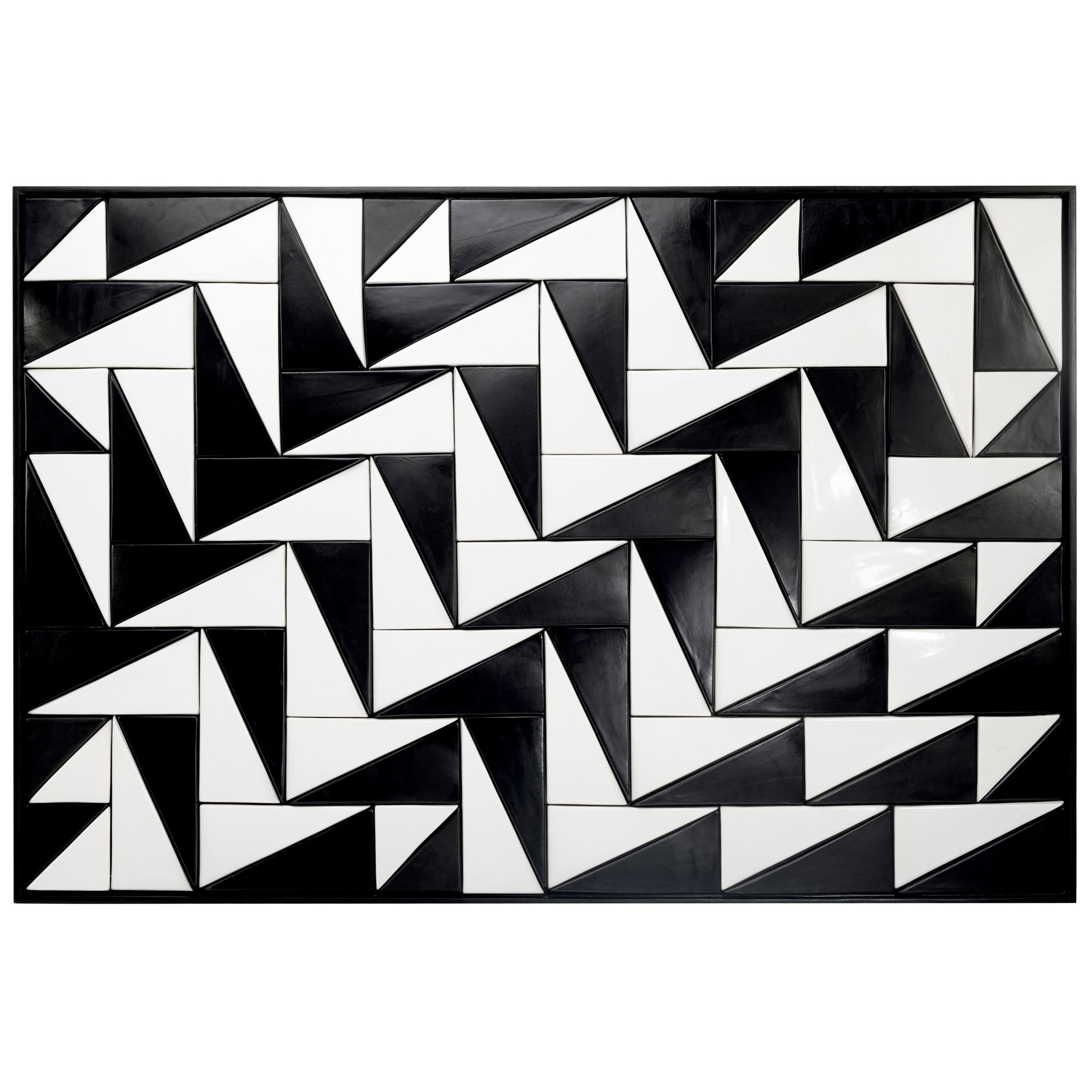 Tejo Black and White Handmade Decorative Tile Panel