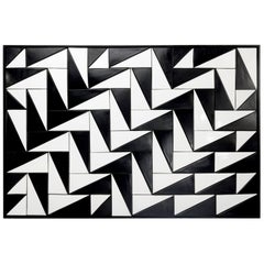 Panel Decorativo Tejo Blanco y Negro Hecho a Mano