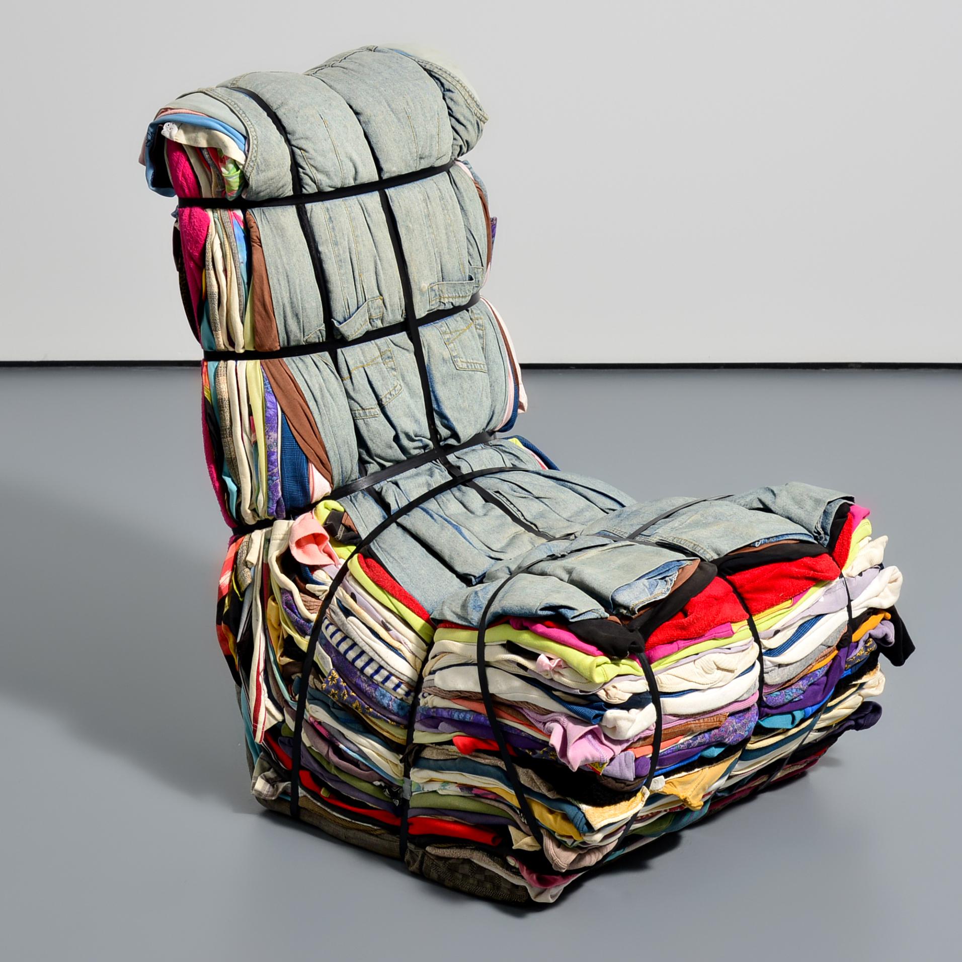 Tejo Remy “Rag” Chair, Denim In Good Condition For Sale In Lake Worth Beach, FL