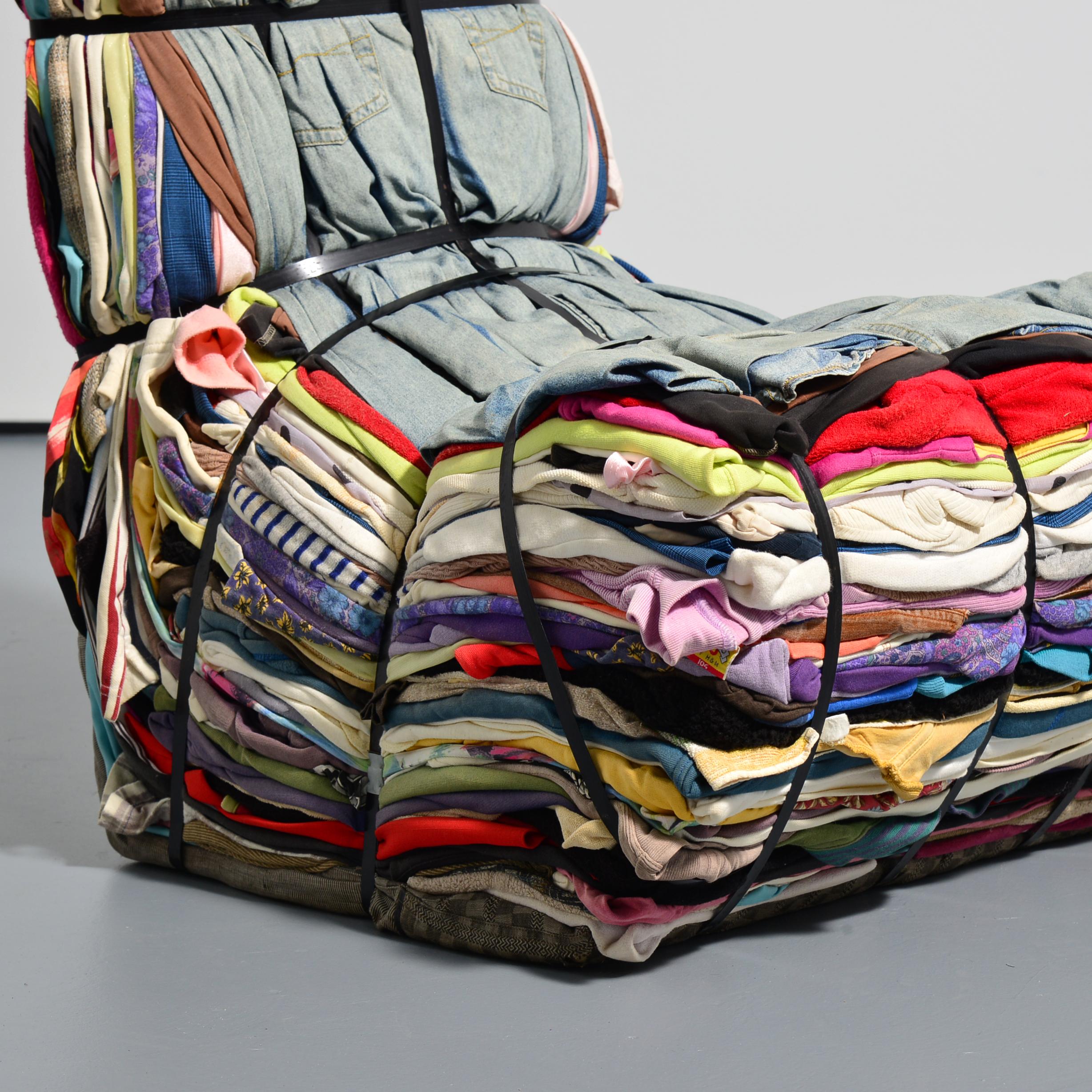 Contemporary Tejo Remy “Rag” Chair, Denim For Sale