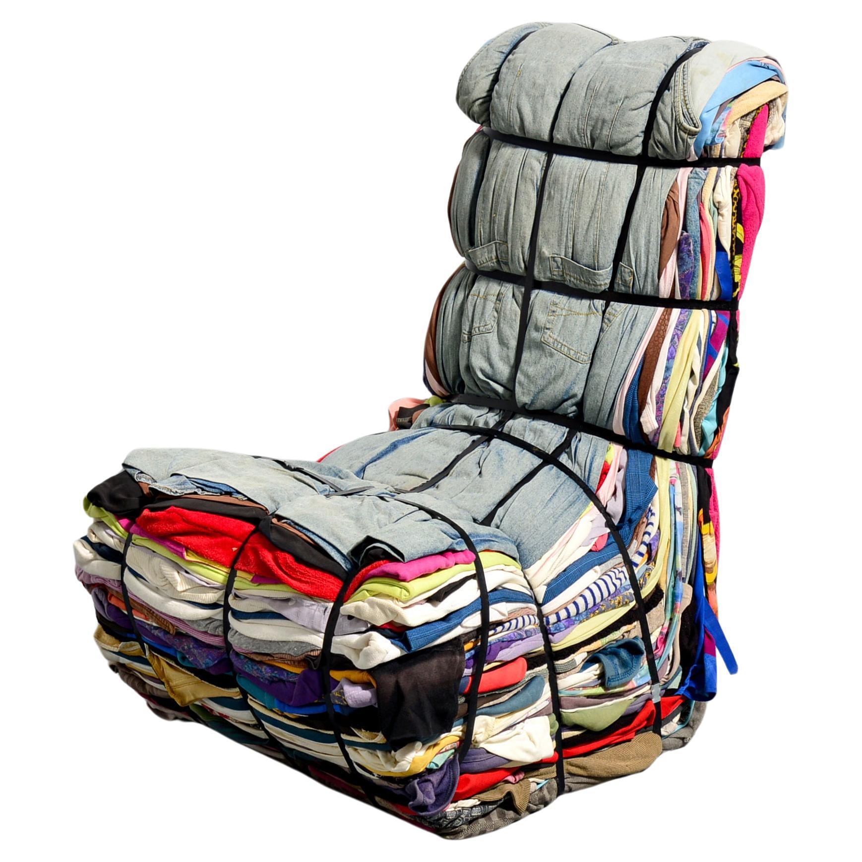 Tejo Remy “Rag” Chair, Denim For Sale
