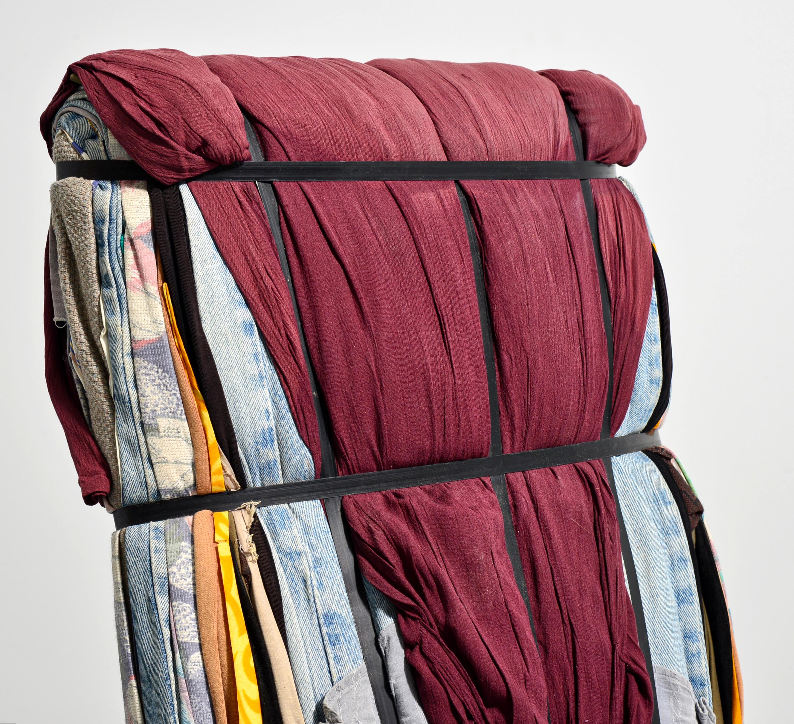 Dutch Tejo Remy “Rag” Chair, Maroon & Blue For Sale