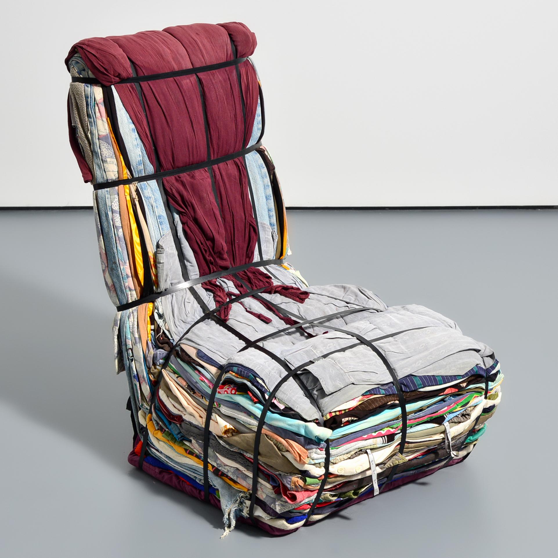 Contemporary Tejo Remy “Rag” Chair, Maroon & Blue For Sale