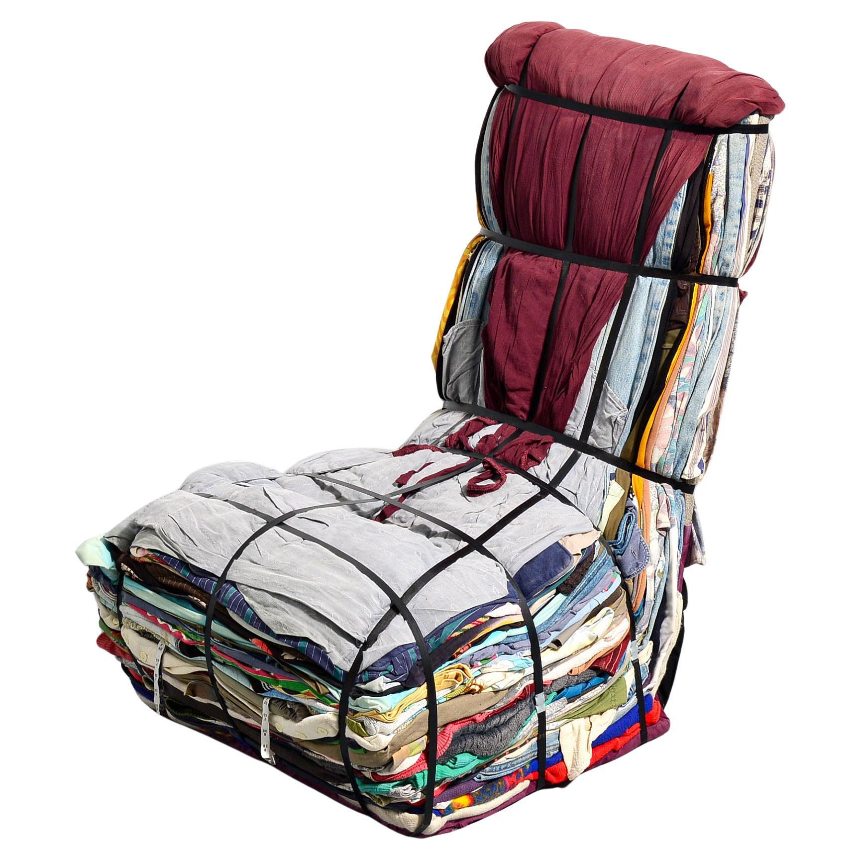 Tejo Remy “Rag” Chair, Maroon & Blue For Sale