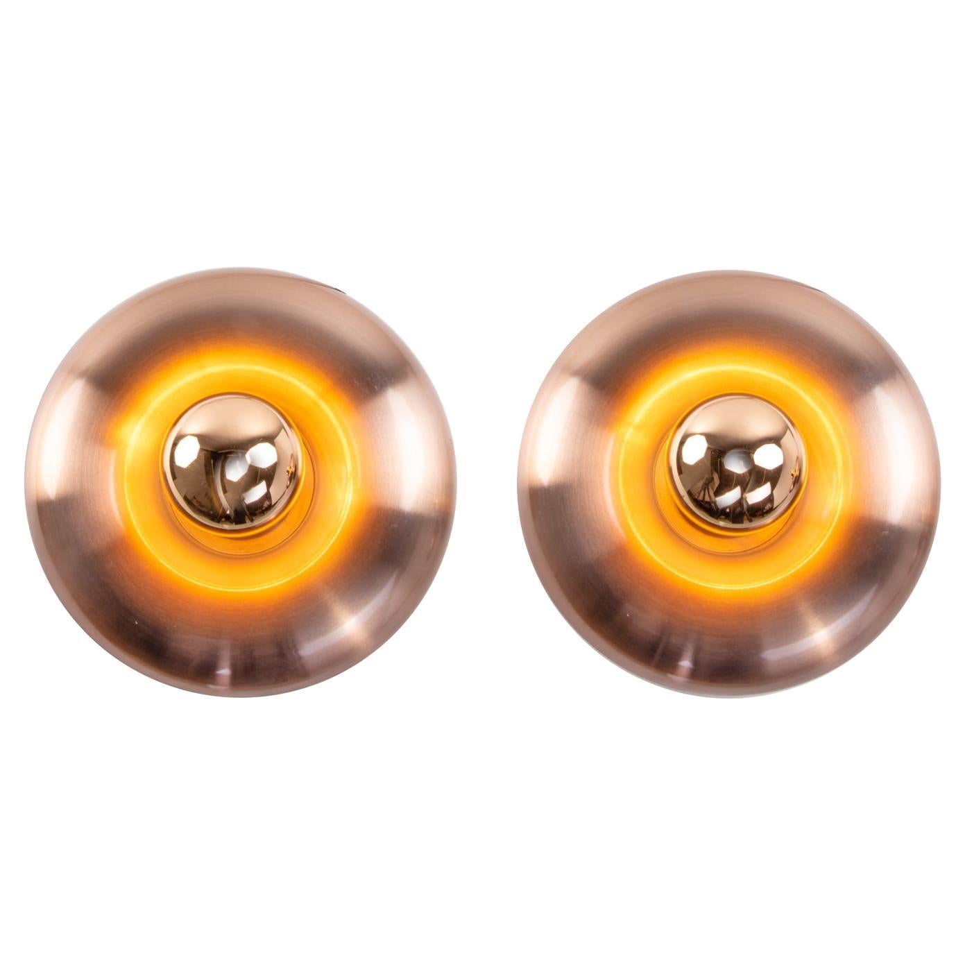 Pair of Rosegold Space Age Wall Lights by Teka No 7819, Germany 1960