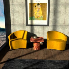 Tavolino Teka in marmo travertino italiano su ordinazione Mobili su misura