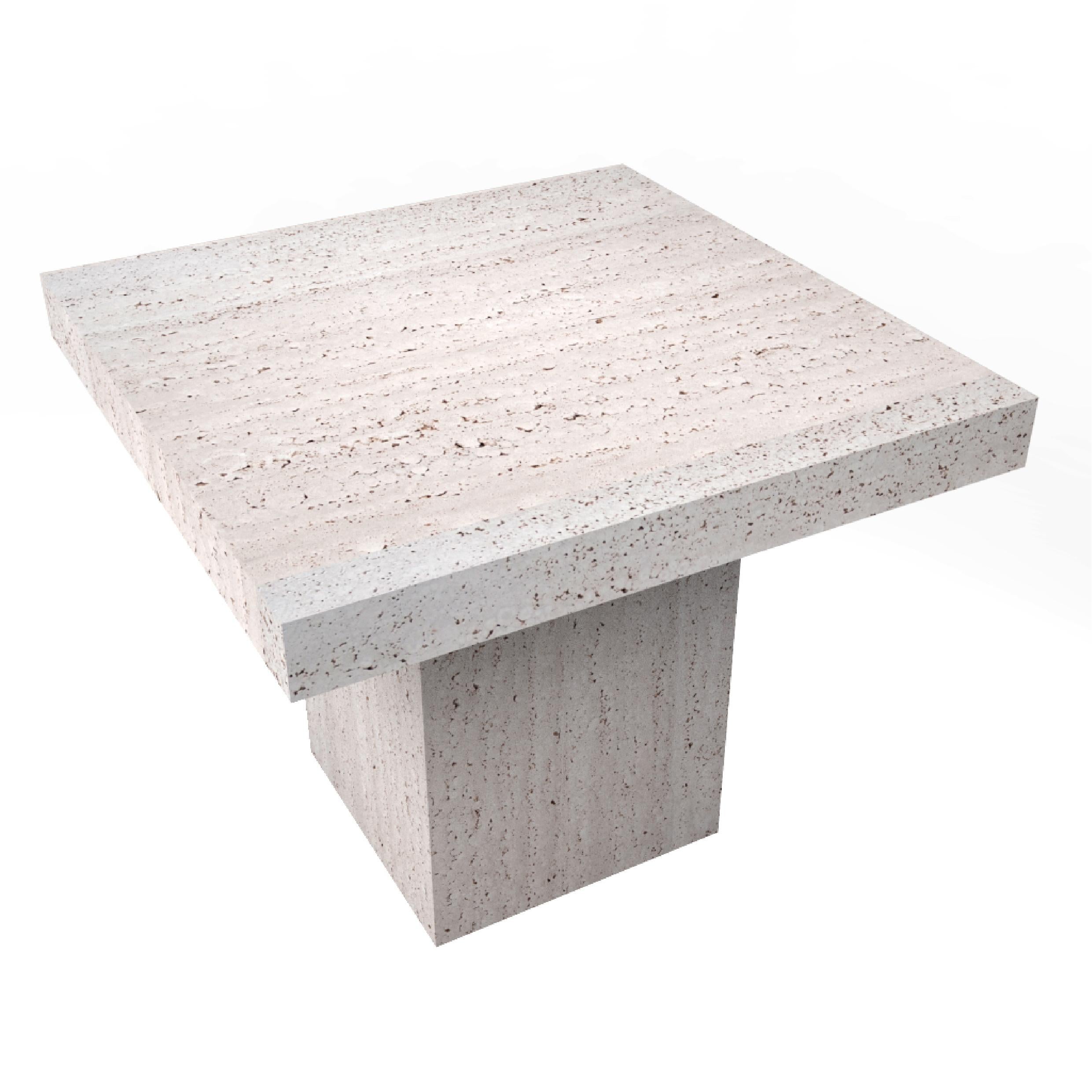 Table d'appoint Teka italienne en marbre travertin fabriquée sur commande meubles sur mesure Neuf - En vente à VALVERDE DEL MAJANO, CL