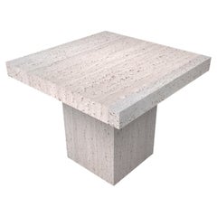Table d'appoint Teka italienne en marbre travertin fabriquée sur commande meubles sur mesure