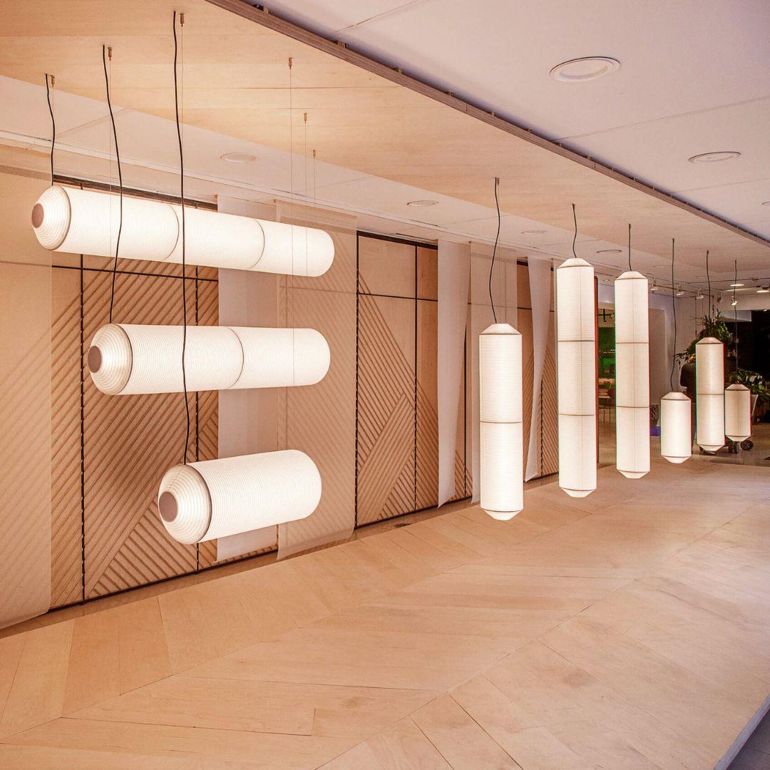 Lampe suspendue Tekio Horizontal P1 en papier Washi japonais pour Santa & Cole Neuf - En vente à Glendale, CA