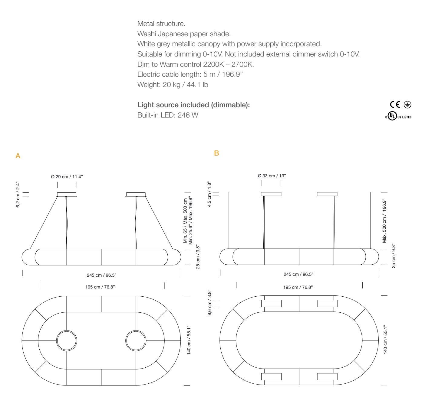 Lampada a sospensione 'Tekio Oval P12' in carta Washi giapponese per Santa & Cole in vendita 1