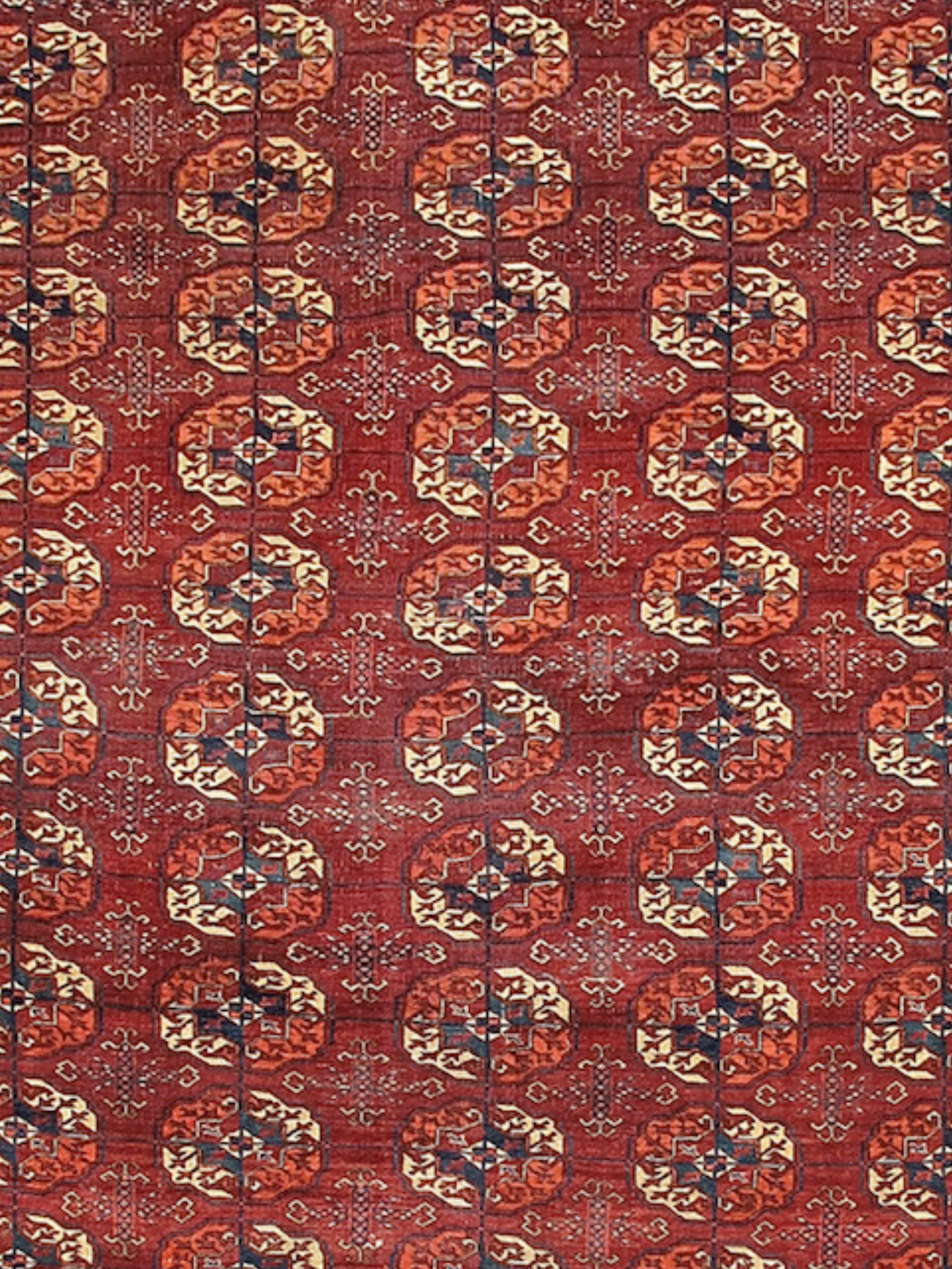 Tapis principal de Tekke, 19e siècle

Informations supplémentaires :
Dimensions : 6'9