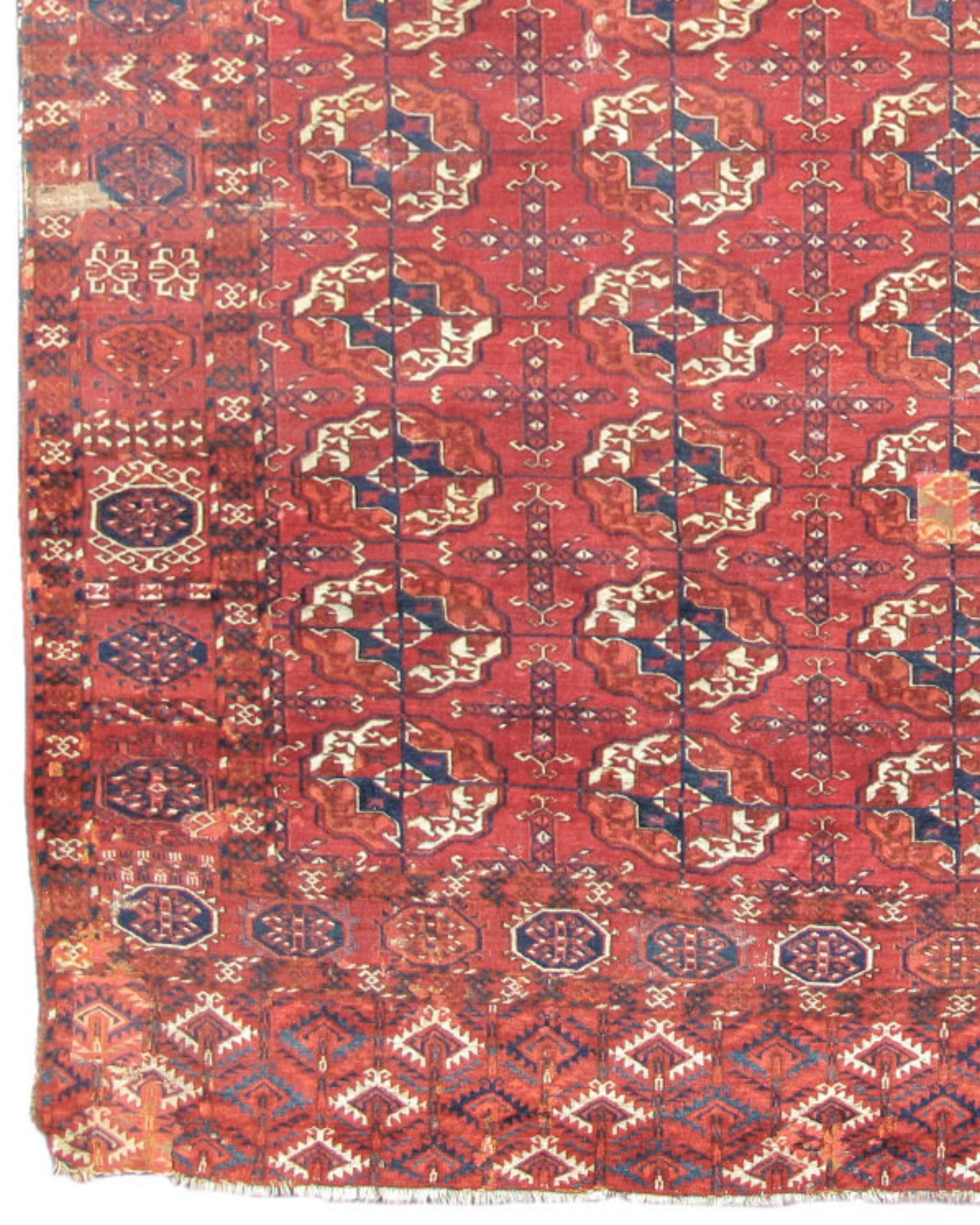 Hand-Knotted Tekke Main Carpet, 19th Century For Sale
