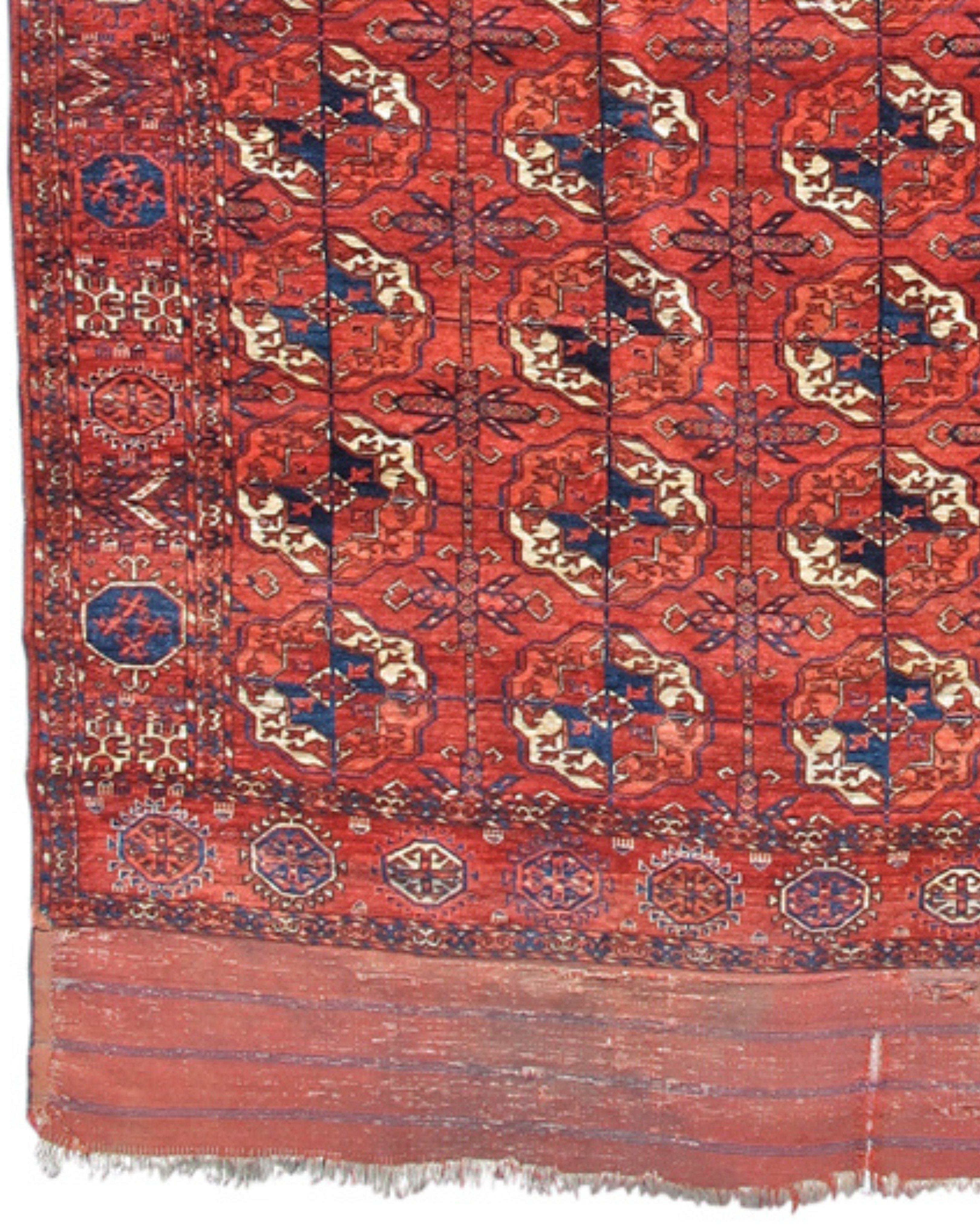 Hand-Woven Antique Tekke Main Carpet, Mid-19th Century For Sale