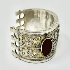 Tekke Turkoman Carnelian and Silver Cuff