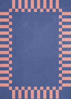 Tapis Teklan Frame en laine couleur saumon cobalt