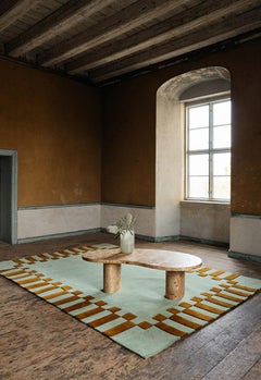 Tappeto Teklan Frame Wool Pistacchio Camel