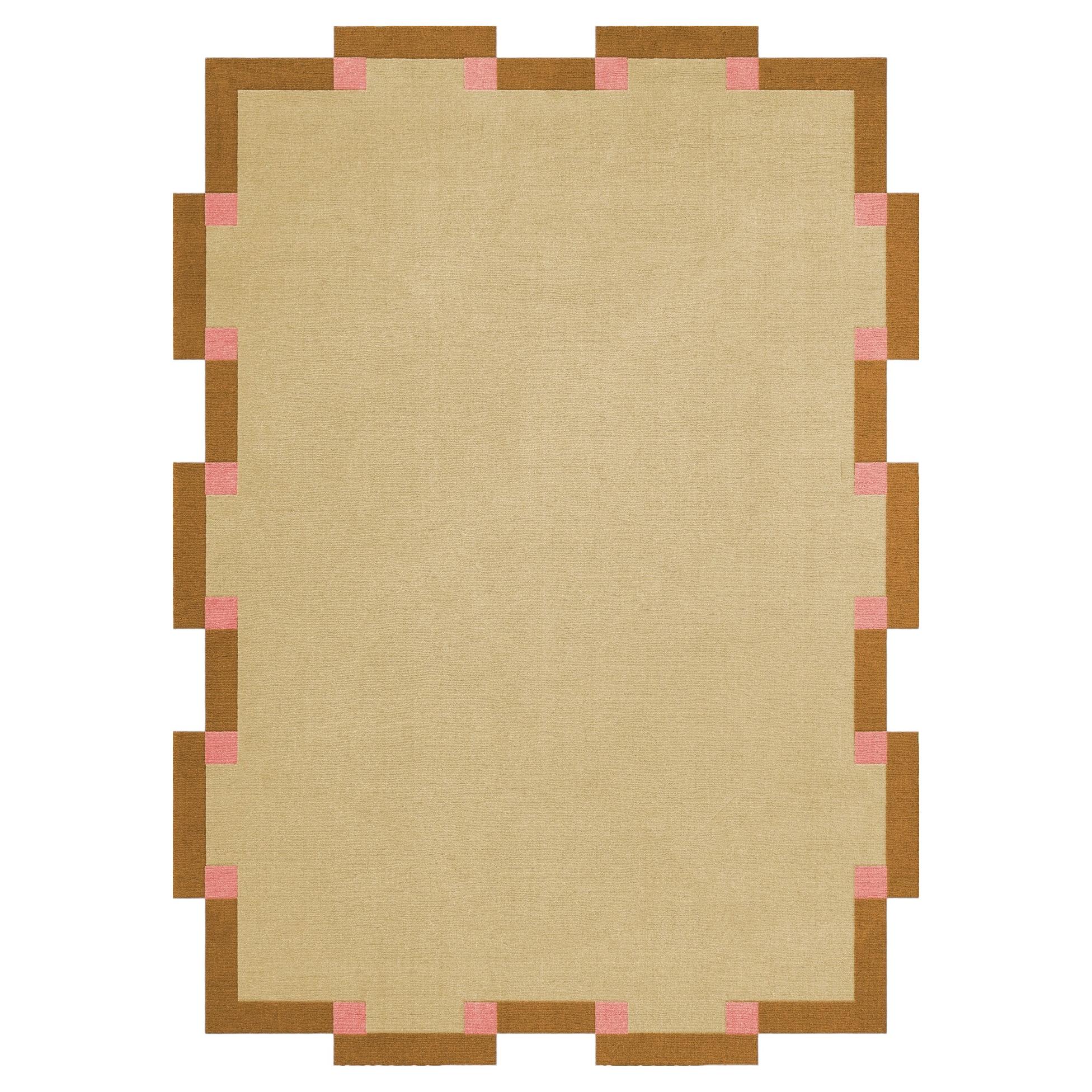 Pre-owned Layered Teklan Fregio Wool Rug In Butter Blossom, By  - Scandinavian Design In Sand