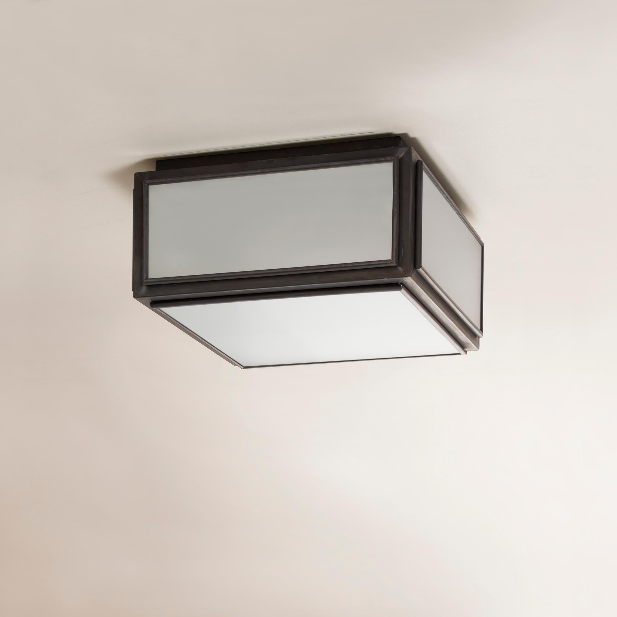 Modern Tekna Chelsea Small Ceiling Light with Dark Bronze Finish and Clear Glass For Sale