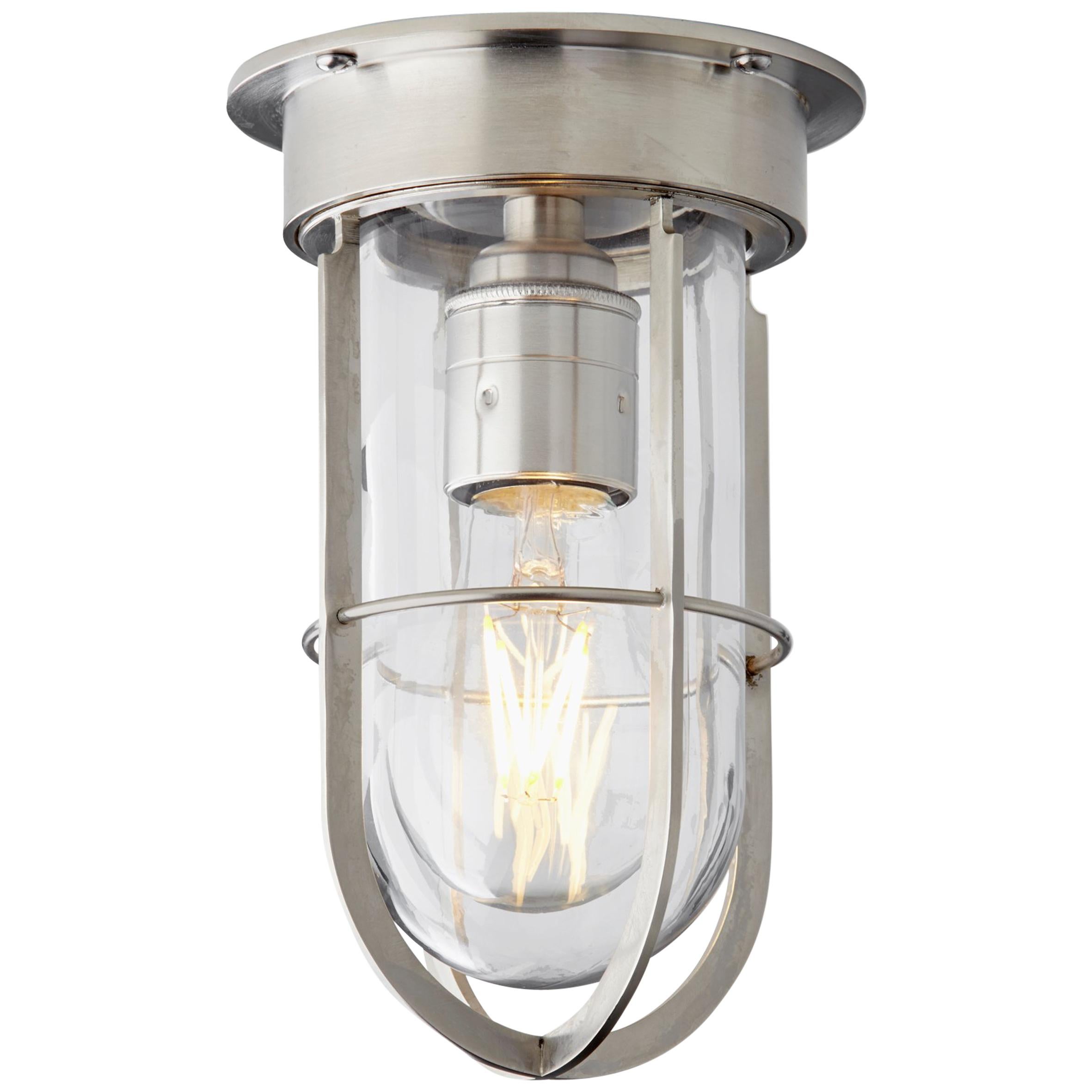 Tekna Docklight Ceiling Light with Brushed Nickel Finish and Clear Glass For Sale