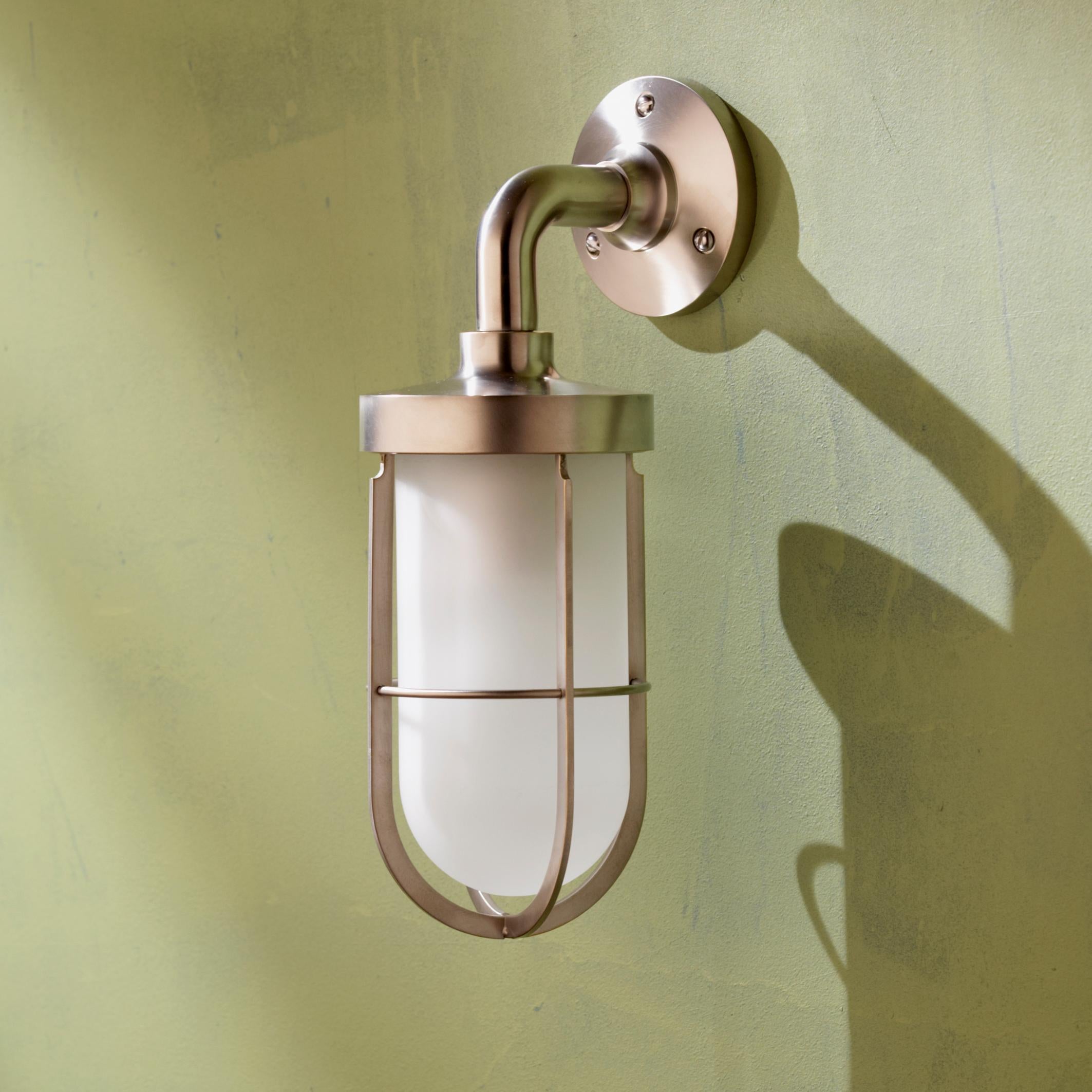 Frosted Tekna Docklight Wall Light with Polished Brass Finish and Clear Glass For Sale