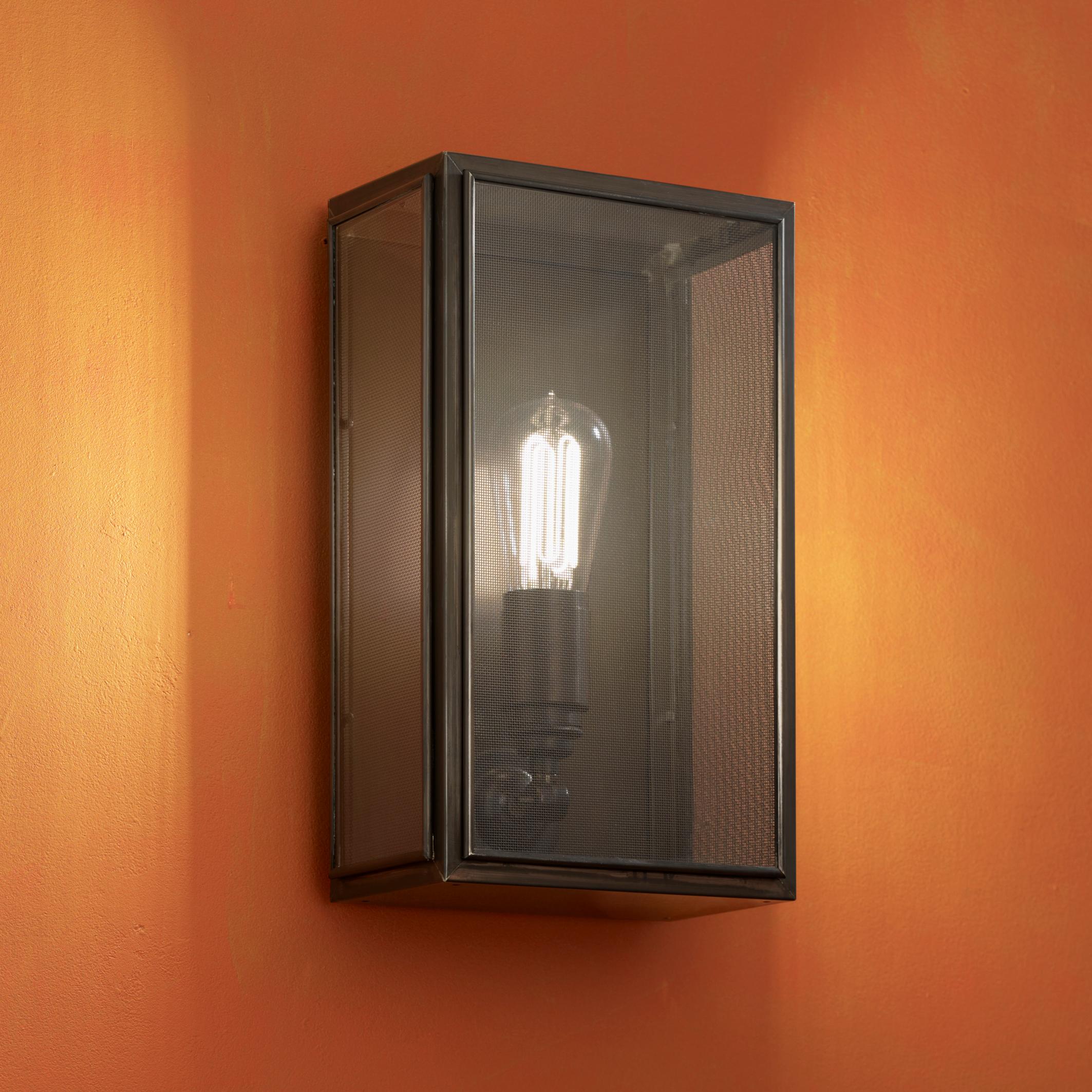 Belgian Tekna Essex Gauze-C Wall Light with Dark Bronze Finish and Clear Glass For Sale