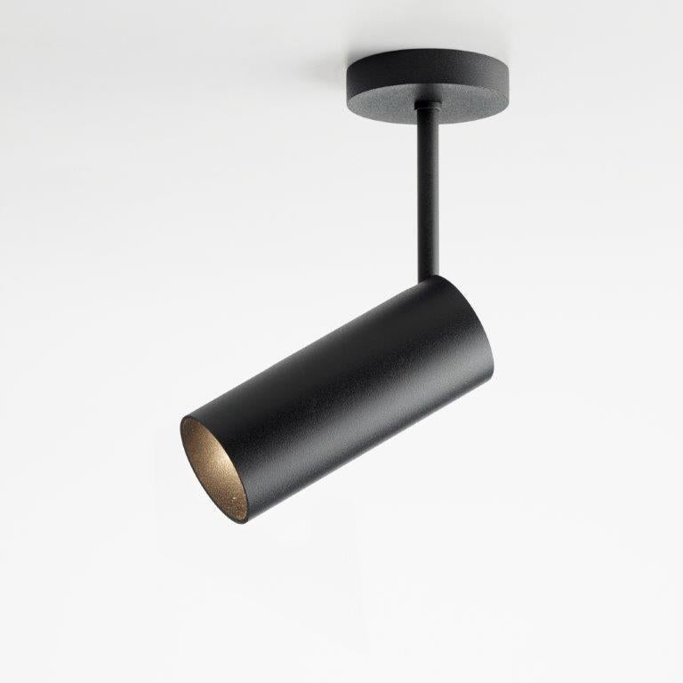 Feu directionnel monté en surface. Plaque de plafond avec spot lumineux, réglable axialement de 0° à 90° - directionnellement de
0° à 350°. Maximum : plaque de plafond Ø 75mm - hauteur plaque de plafond 15mm - hauteur maximale 260mm - tube Ø
55mm -