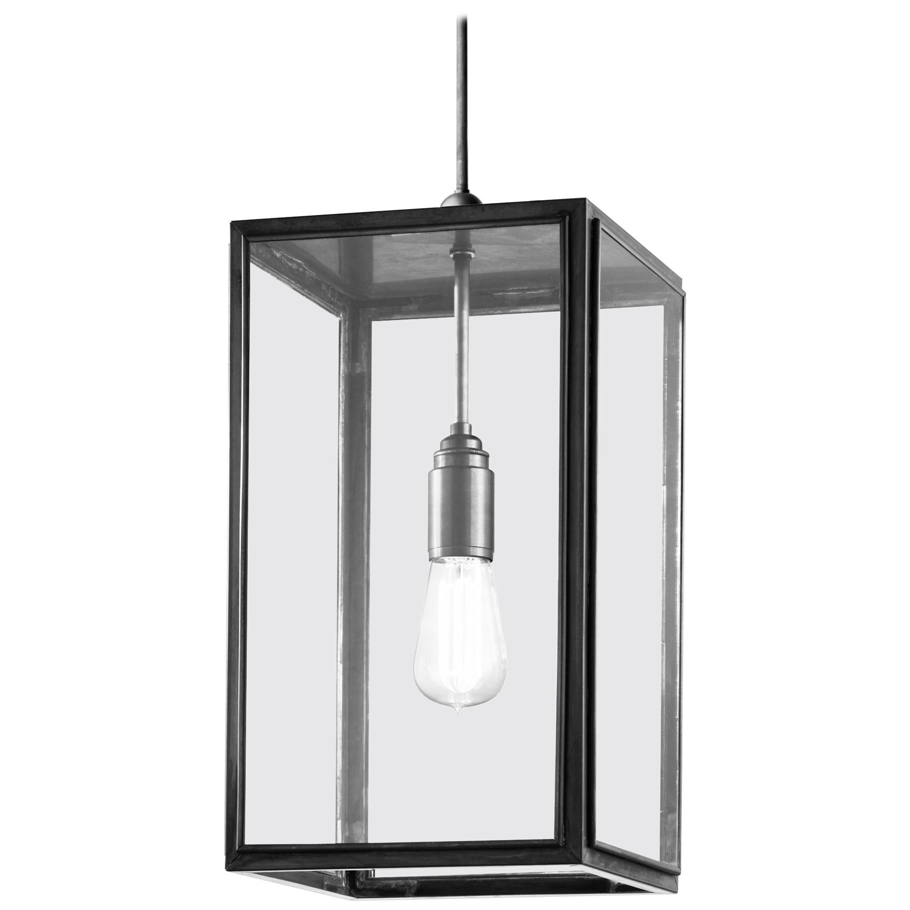 Tekna Ilford C-Pendant Light, Closed Top and Clear Glass in Dark Bronze Finish For Sale