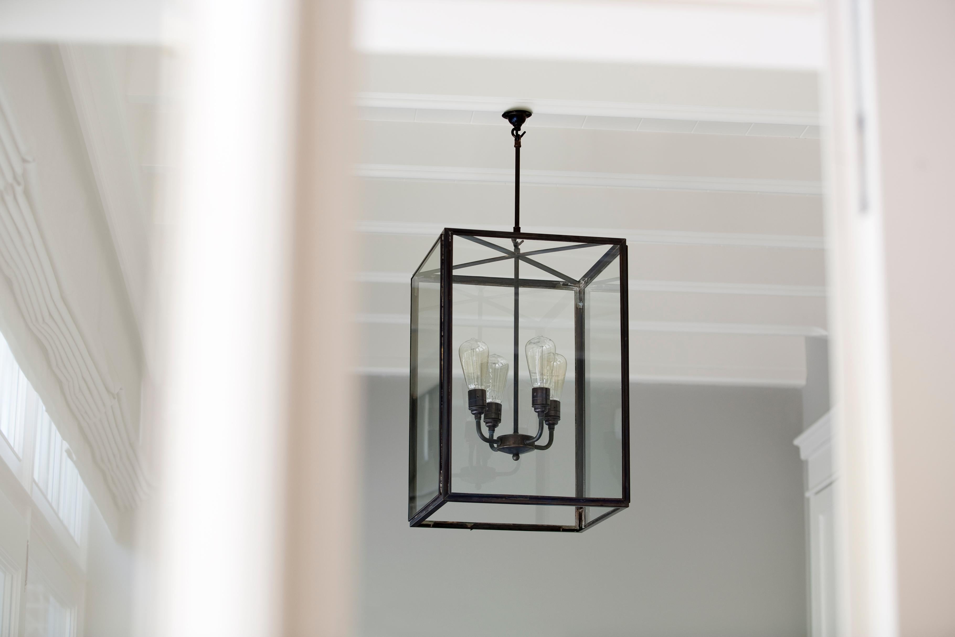 Tekna Ilford Large Pendant Light with Closed Top and Clear Glass in Bronze Fini In New Condition For Sale In New York, NY