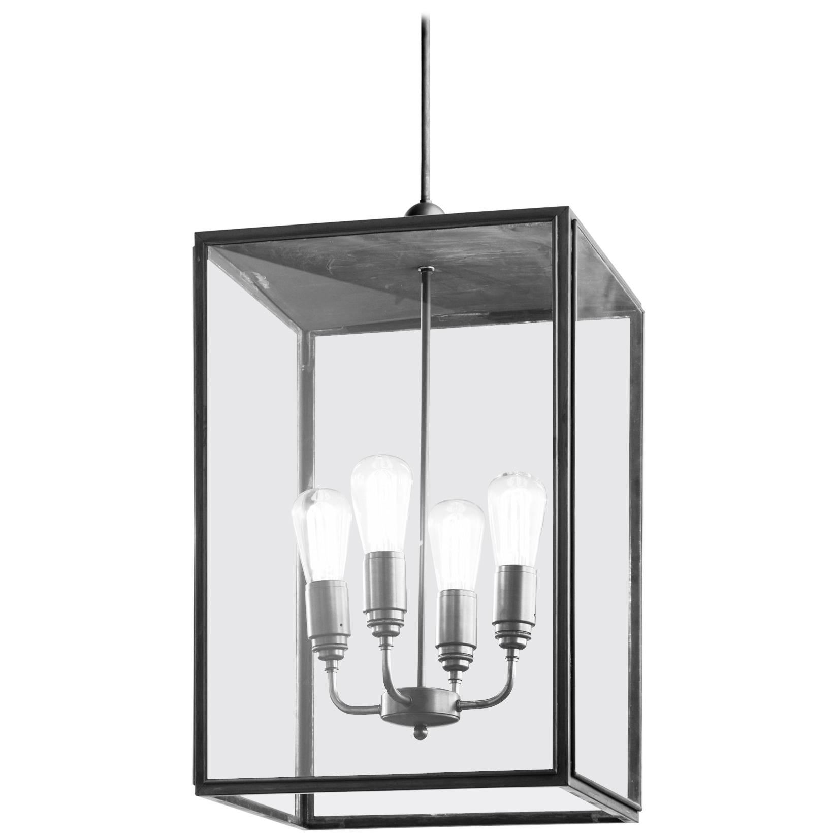 Tekna Ilford Large Pendant Light with Closed Top and Clear Glass in Bronze Fini