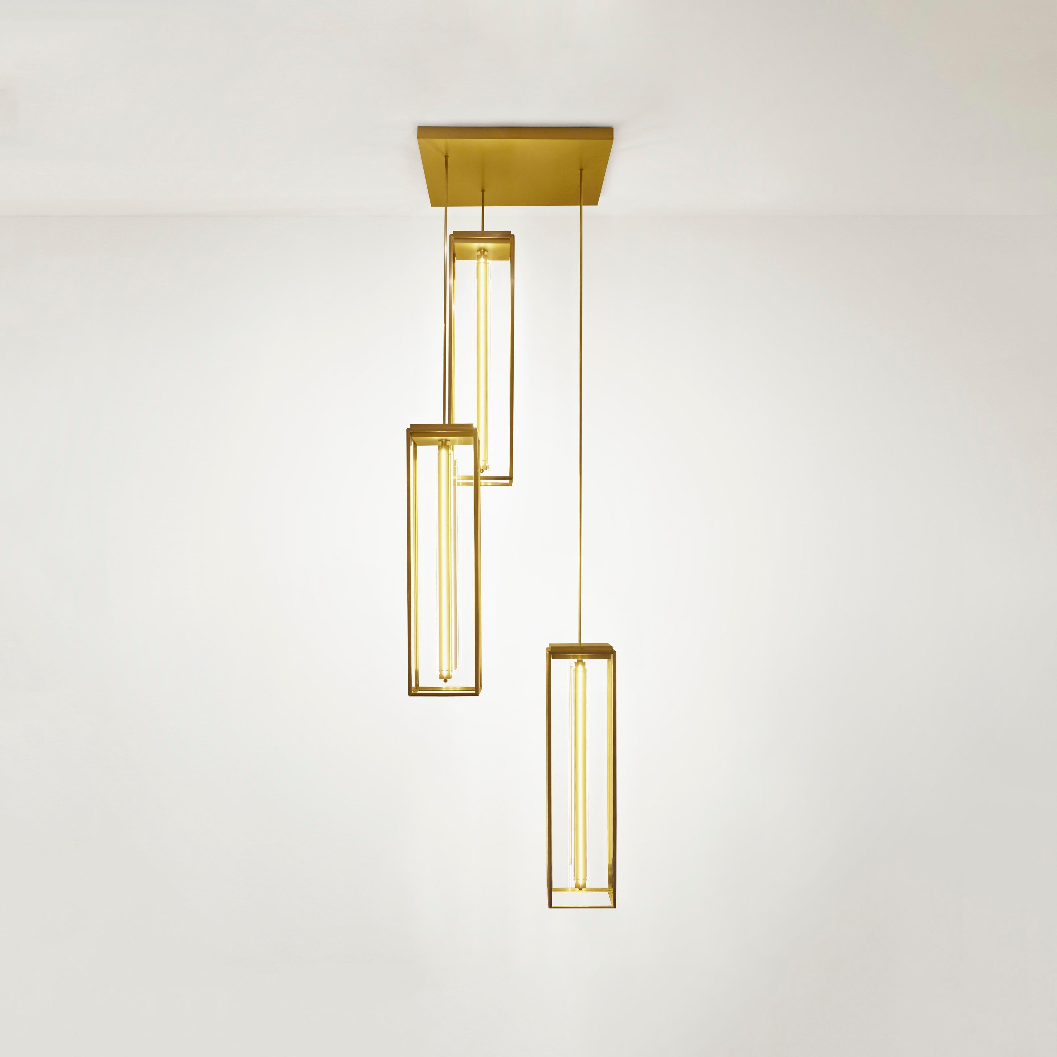 Contemporary Tekna Ilford Pendant Extra Large Light with Sateen Brass Finish and Clear Glass