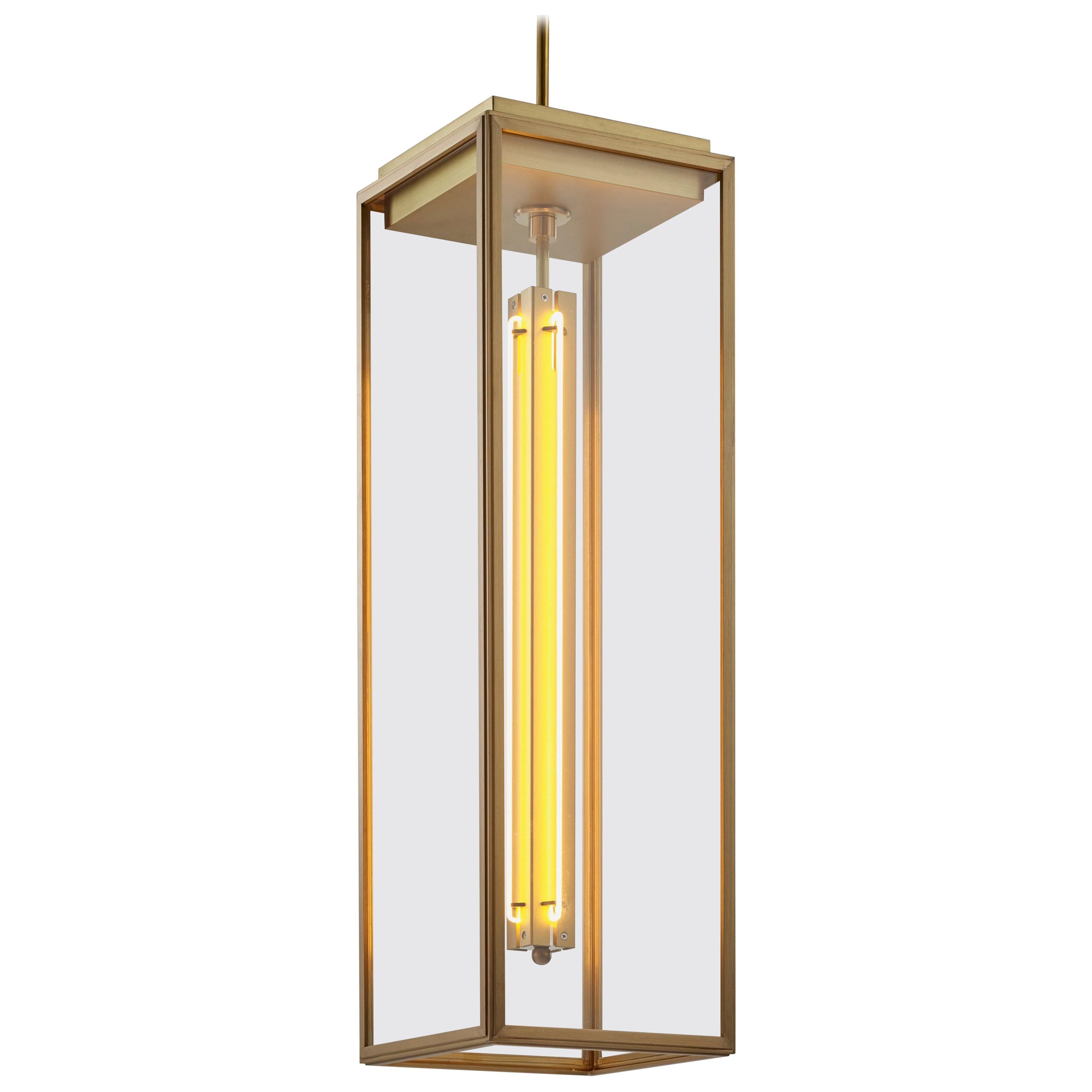 Tekna Ilford Pendant Extra Large Light with Sateen Brass Finish and Clear Glass