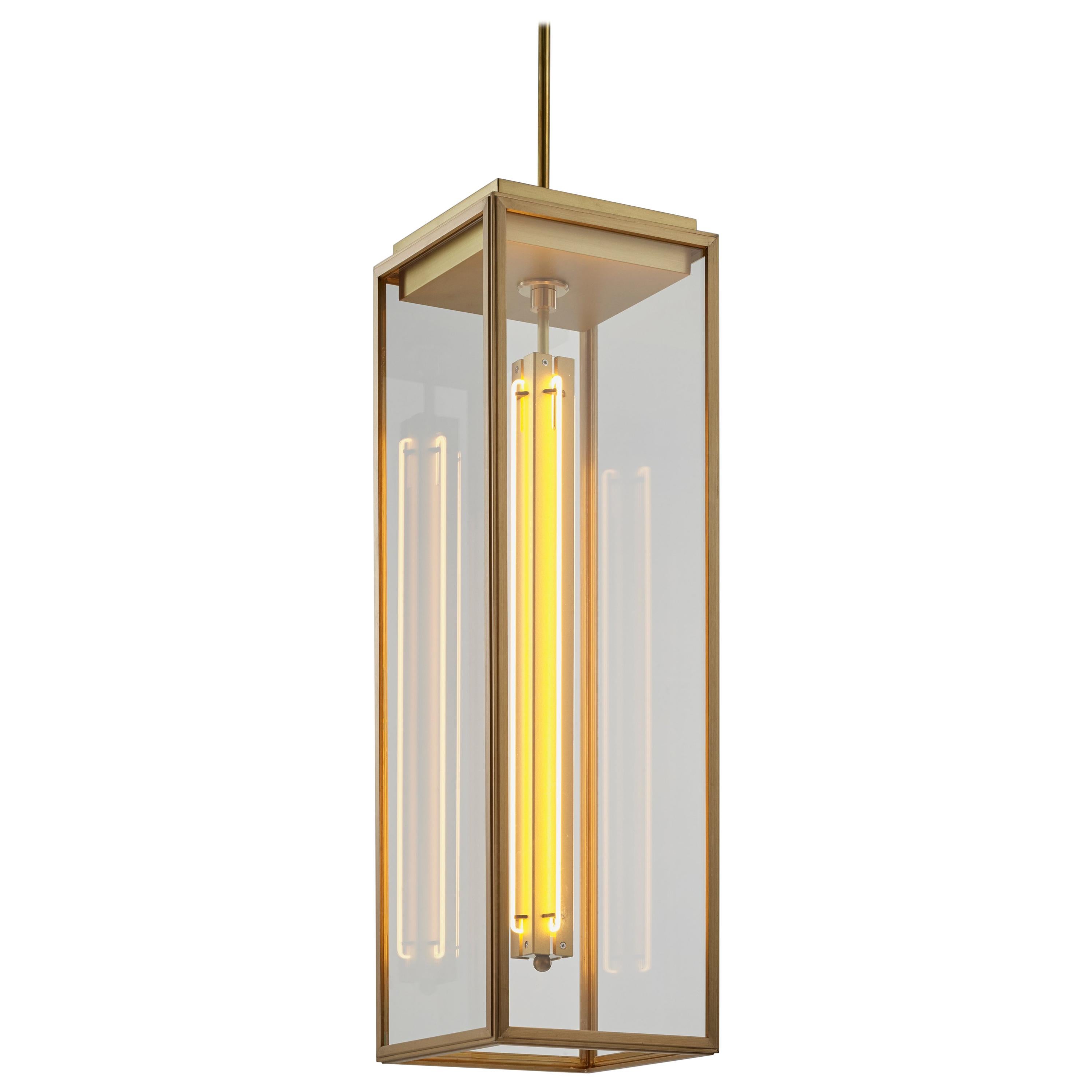 Tekna Ilford Pendant Light with Sateen Brass Finish and Clear Glass
