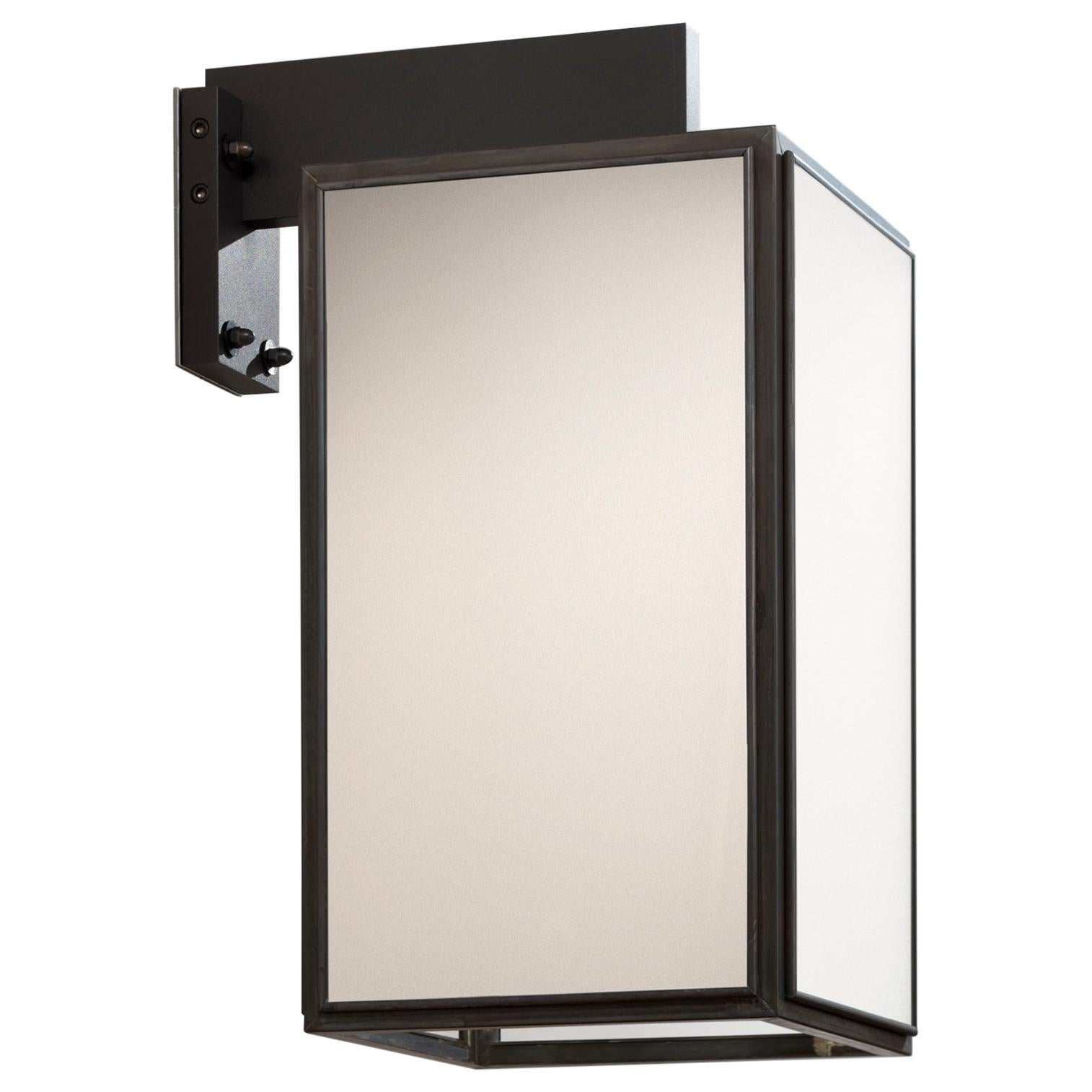 Belgian Tekna Ilford Wall-C Wall Light with Dark Bronze Finish and Frosted Glass For Sale
