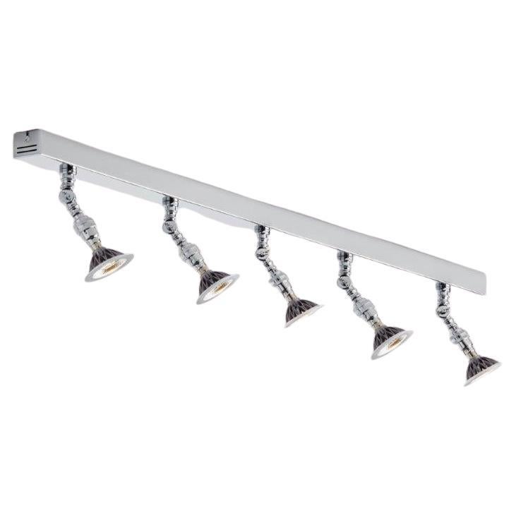 Tekna Lilley Rail LED 1200mm Leuchte mit fünf Spot Lights in poliertem Chrom