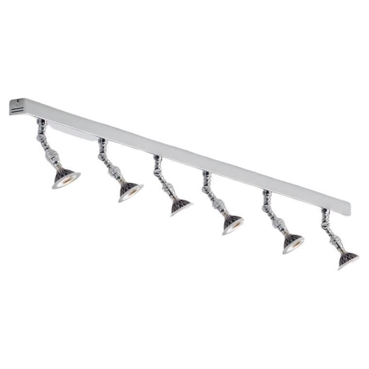 Tekna Lilley Rail LED 1500mm Leuchte mit sechs Spot Lights in poliertem Chrom